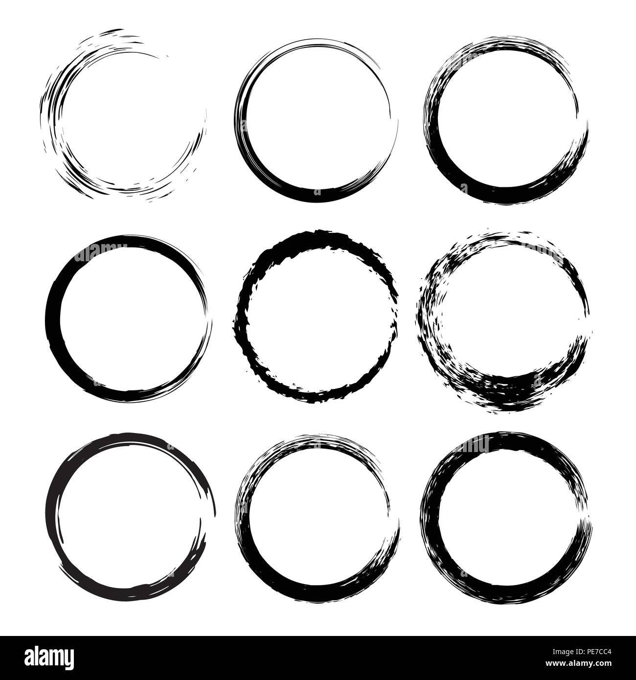 Set of black round grunge frames. Vector illustration Stock Vector ...