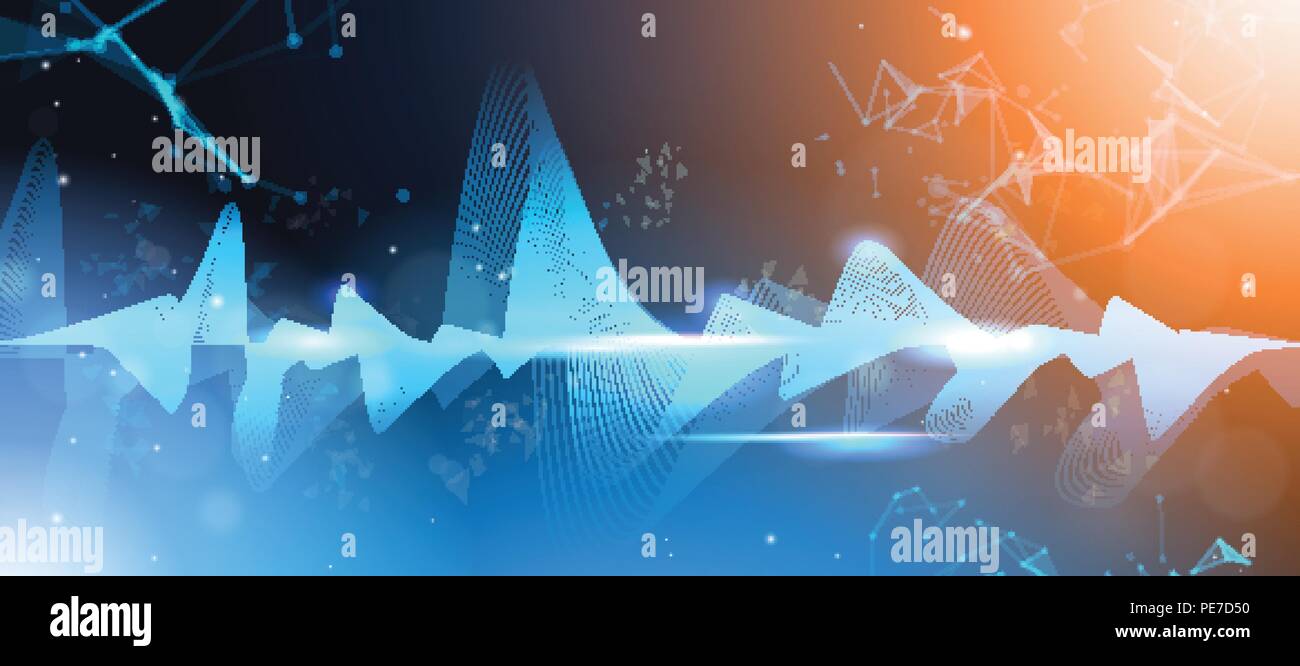 music waves equalizer musical bar dark background digital wave tech concept horizontal Stock Vector