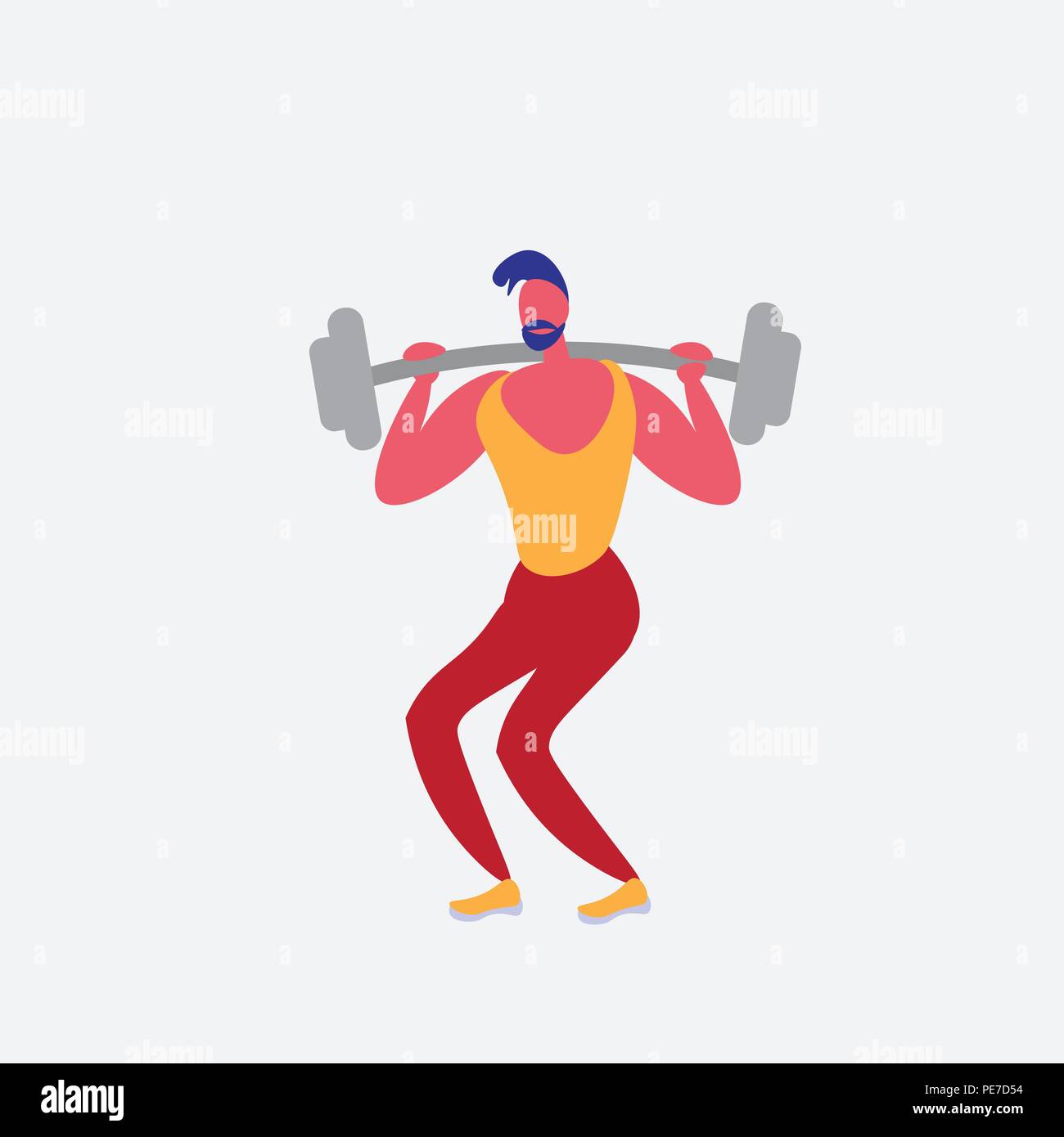 Sportsman Athlete Doing Squat Barbell Strong Male Fitness Gym Cartoon Character Healthy Lifestyle Concept Isolated Full Length Flat Stock Vector Image Art Alamy