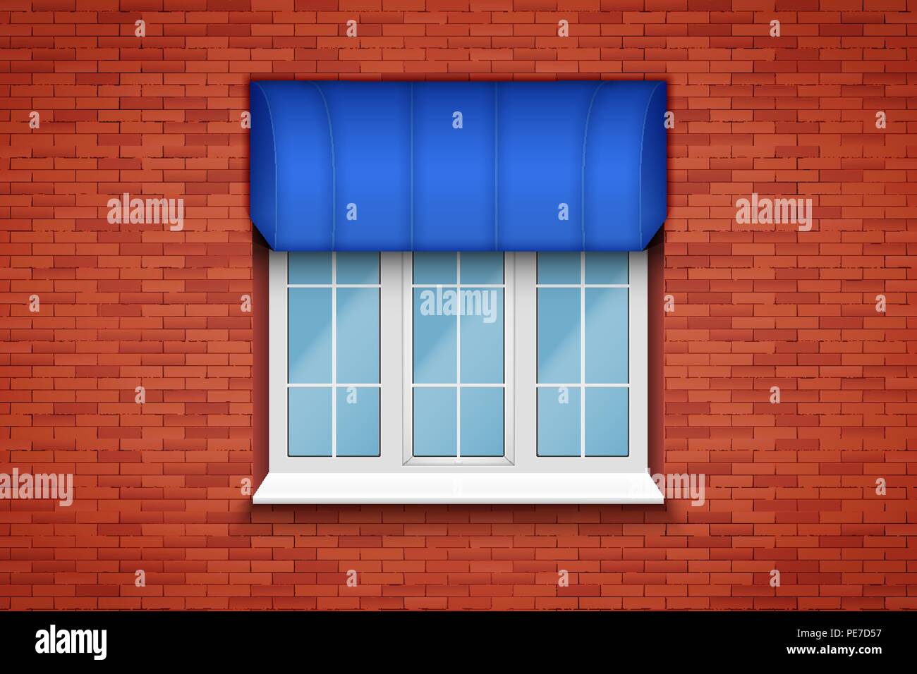 PVC window with awning Stock Vector