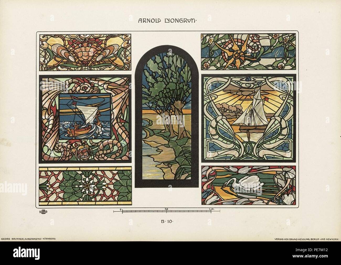 Impression Lumineuse (lichtdruck) Arnold Lyongrün Art Nouveau Vers 1900 - 29x45 Cm, Non Signée, Occasion