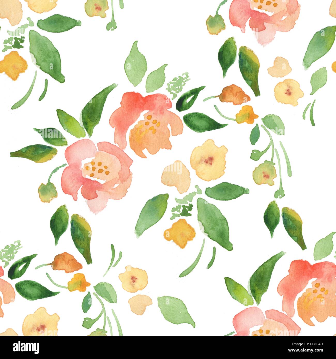 Delicate watercolor flowers. Hand drawn background. Seamless floral ...