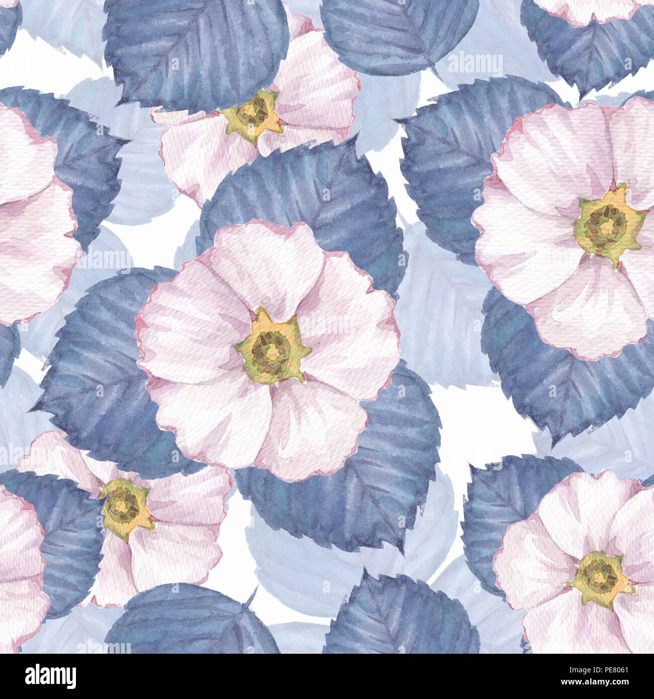 Delicate floral seamless pattern. Watercolor background with white ...