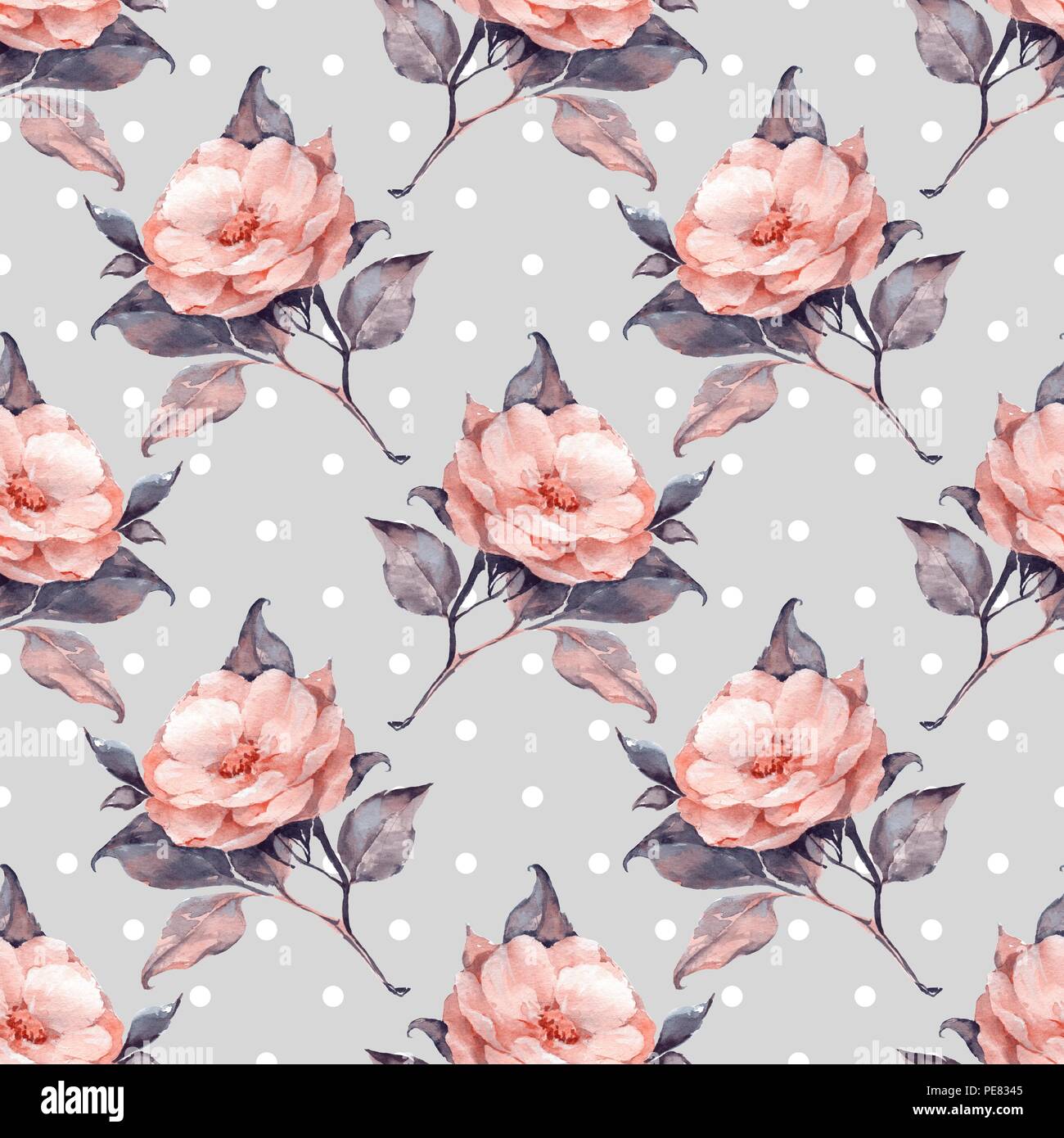 hand drawn watercolor floral seamless pattern Stock Photo - Alamy