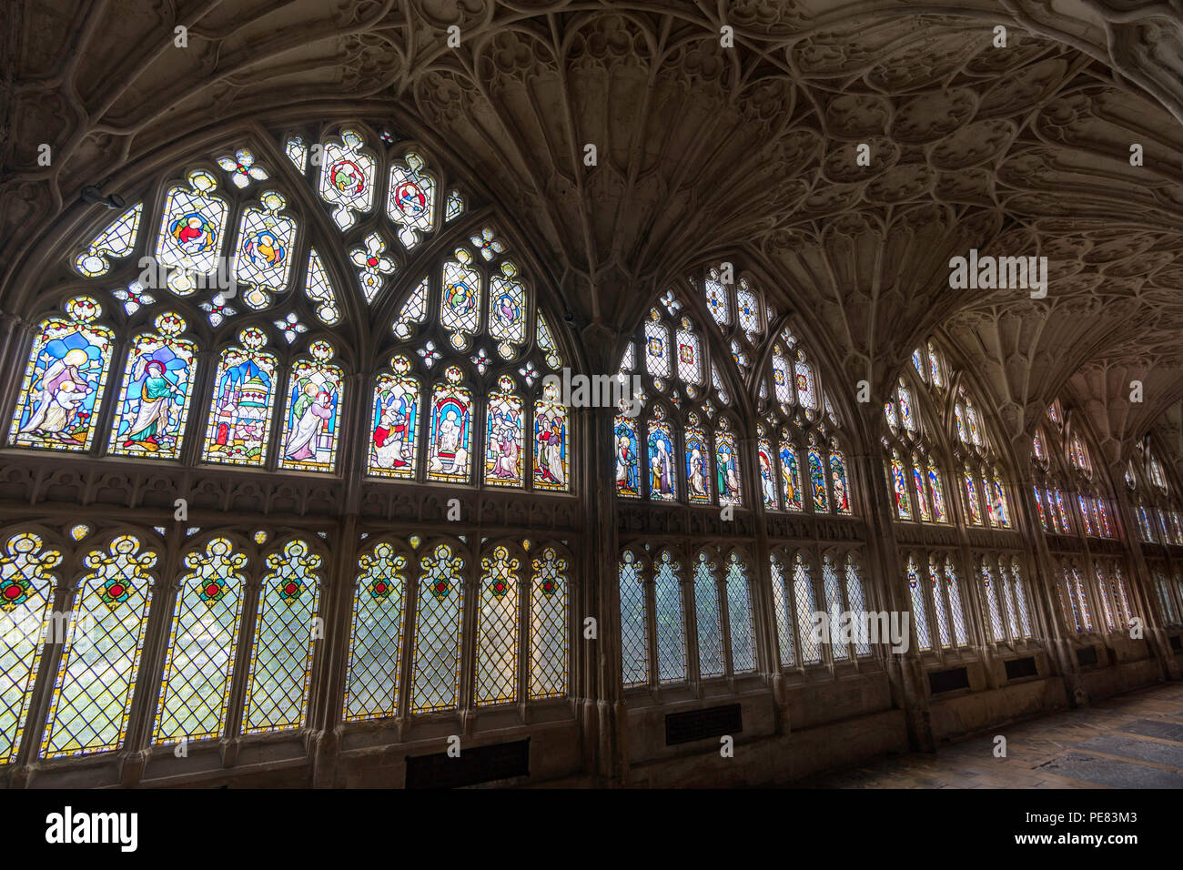 Stained glass window gloucester cathedral hires stock photography and