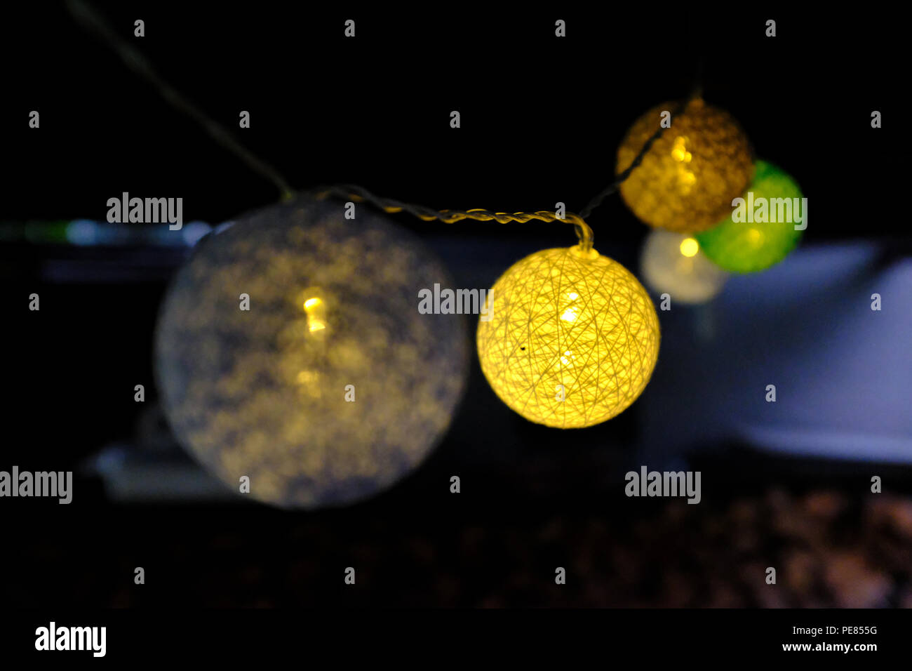 Solar garden lights at night time Stock Photo Alamy