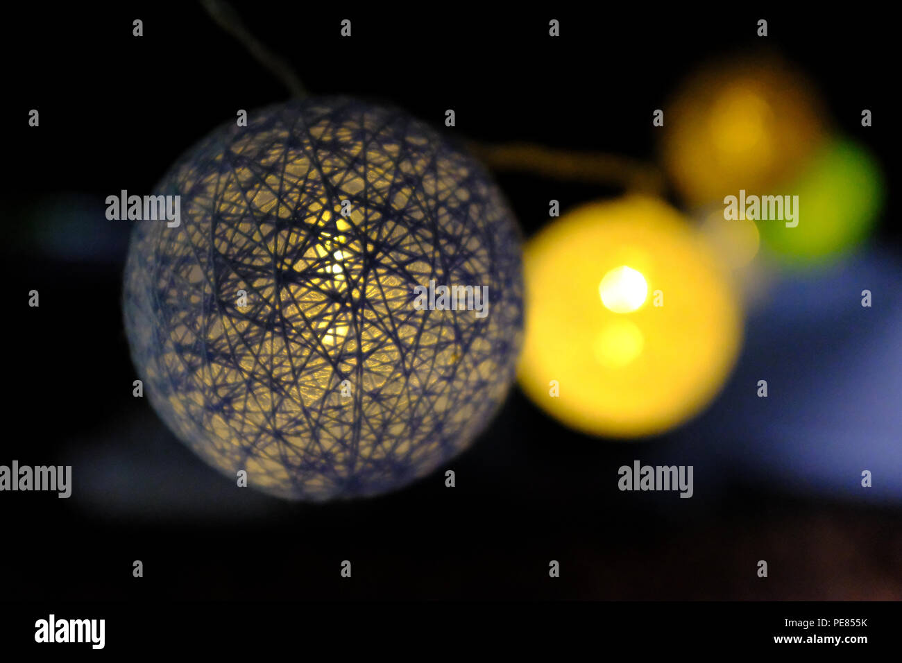 Solar garden lights at night time Stock Photo Alamy