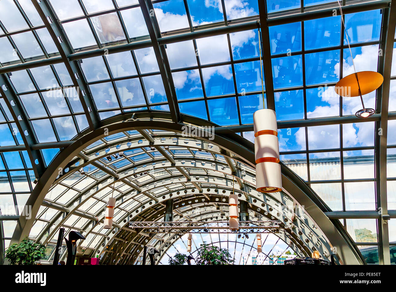 BERLIN, GERMANY-JULY 27, 2018: Wintergarten Restaurant with a view over Berlin on top floor of department store, KaDeWe. Stock Photo