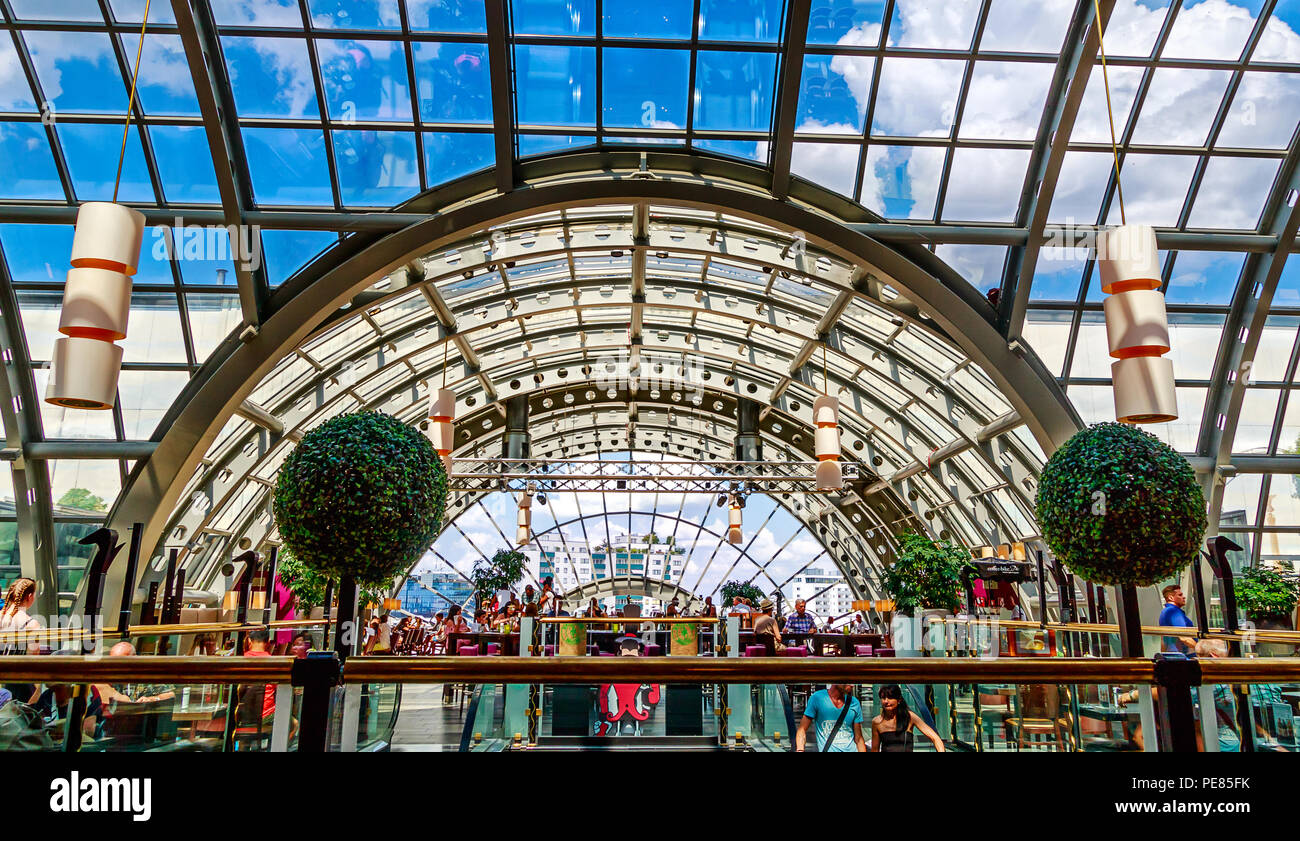 BERLIN, GERMANY-JULY 27, 2018: Wintergarten Restaurant with a view over Berlin on top floor of department store, KaDeWe. Stock Photo