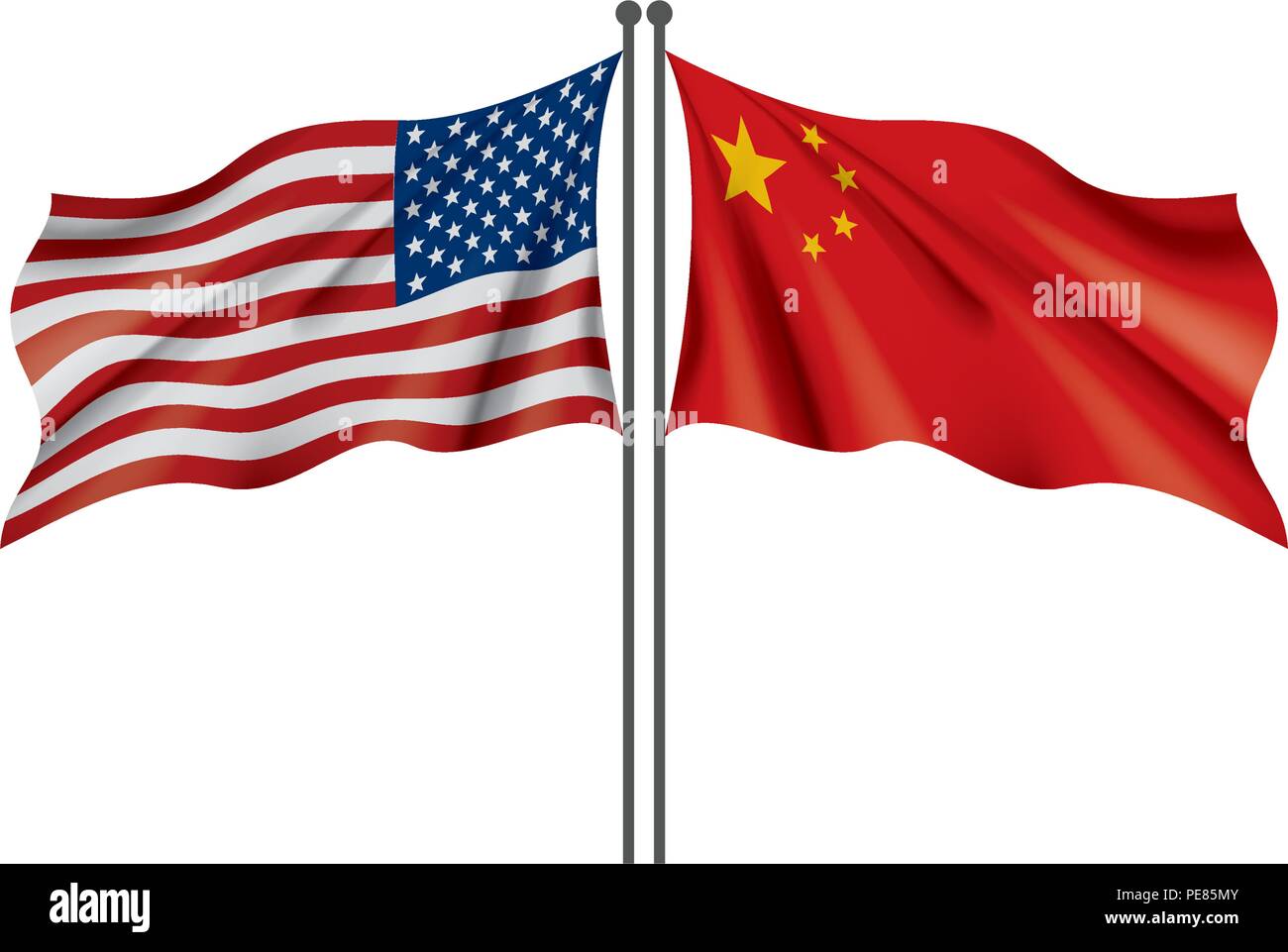 Usa And China Flags Vector Illustration On White Background Stock Usa And China Flags Vector Illustration On White Background Stock