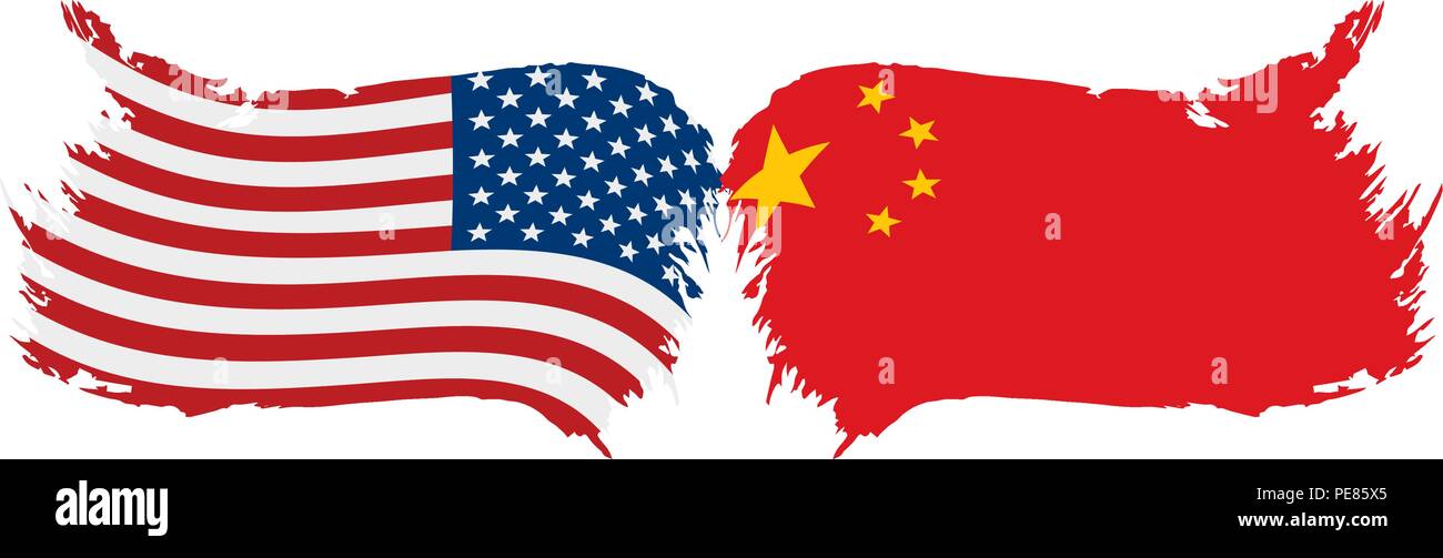 Usa And China Flags Vector Illustration On White Background Stock Usa And China Flags Vector Illustration On White Background Stock