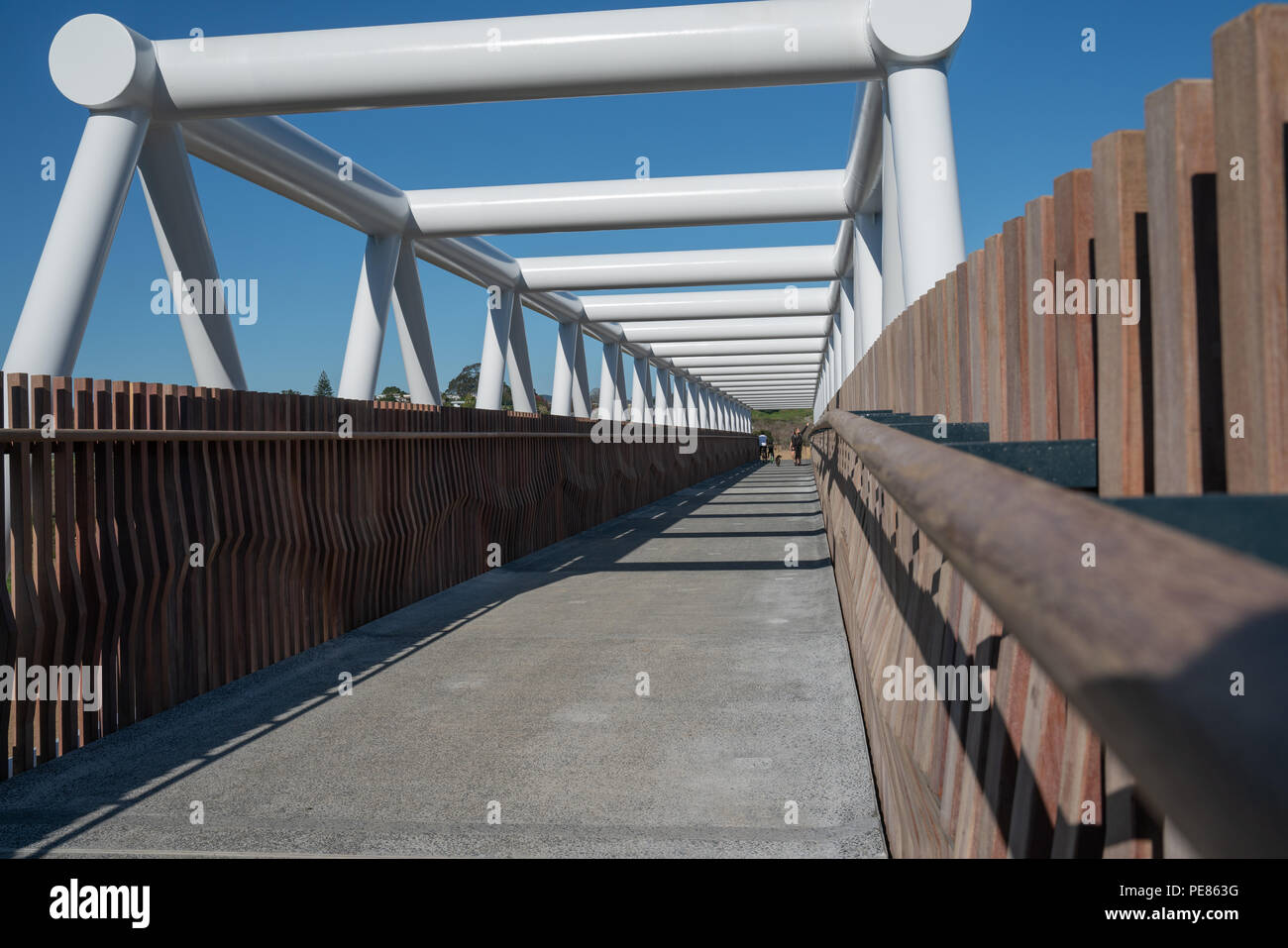 TAURANGA, NEW ZEALAND AUGUST 12 2018; White steel Takatimu Drive Overbridge is elevated