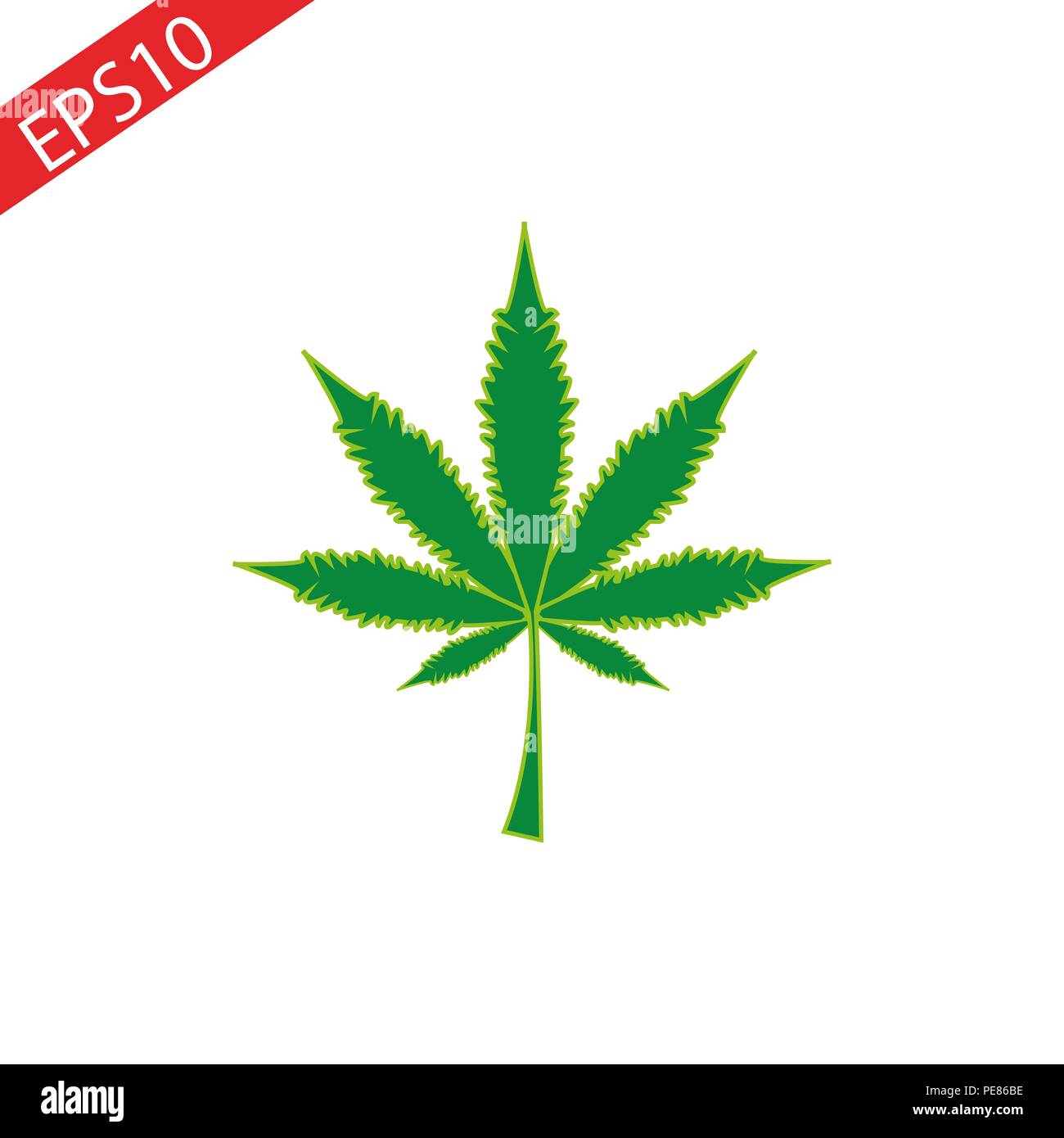 Marijuana leaf. Medical cannabis plant. Isolated on white. Graphic design element for printables, web, prints, t-shirt. Vector illustration. Stock Vector