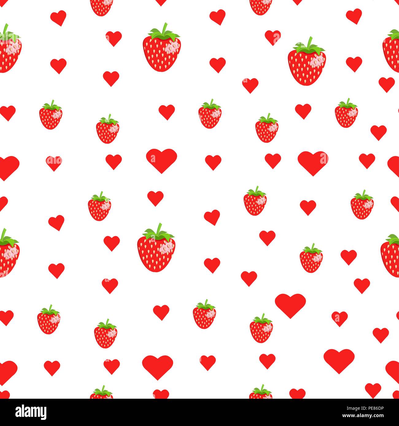 Cute strawberry and heart seamless vector pattern Stock Vector Image ...