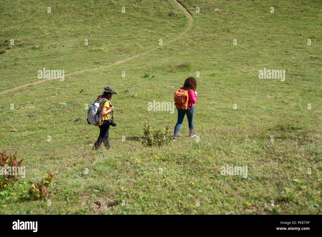 Backpacker Hiking Journey Travel concept with friends Stock Photo