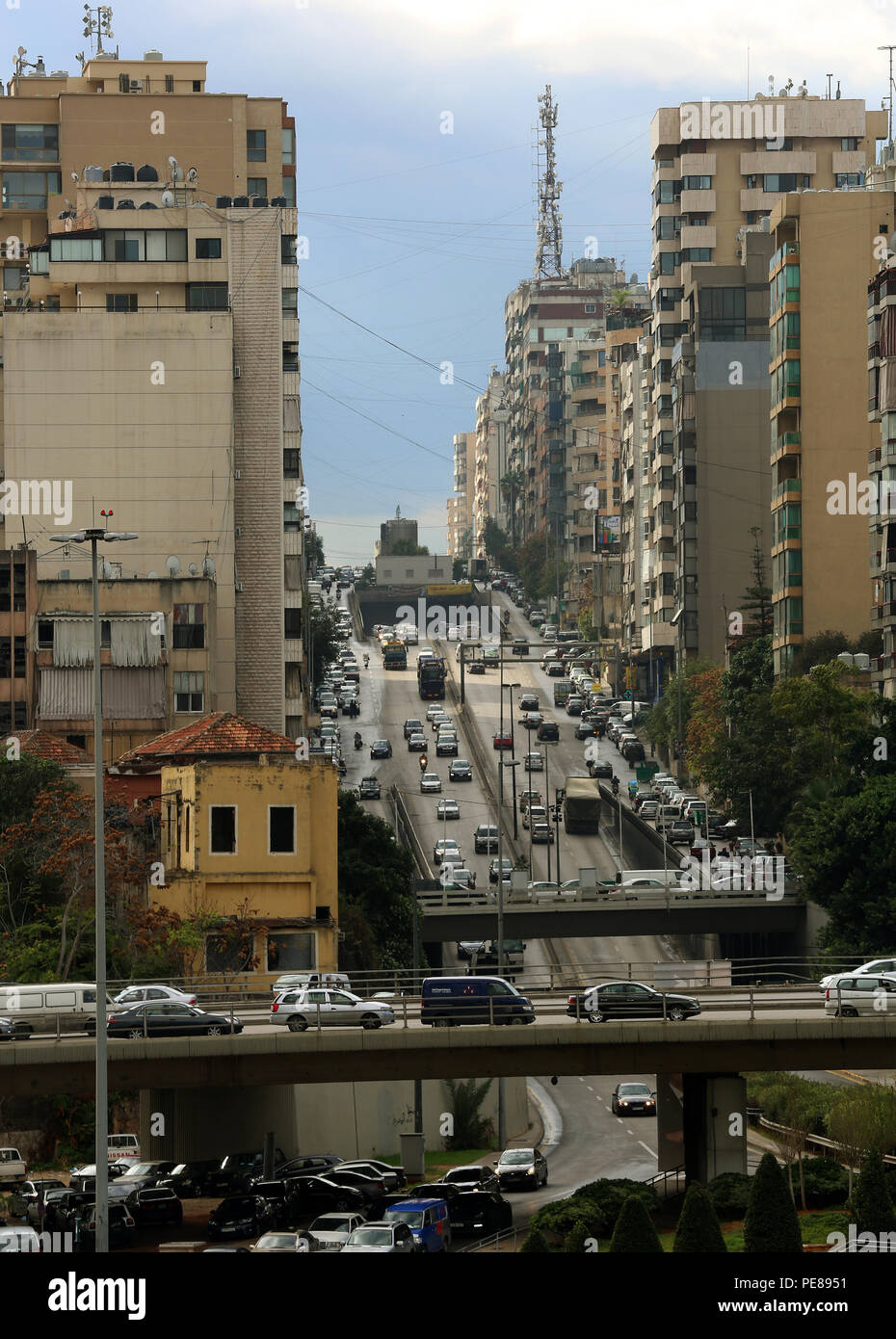 A view of what used to be one of Beirut's killing fields during Lebanon’s civil war and the battle field that split the capital into two halves. Stock Photo