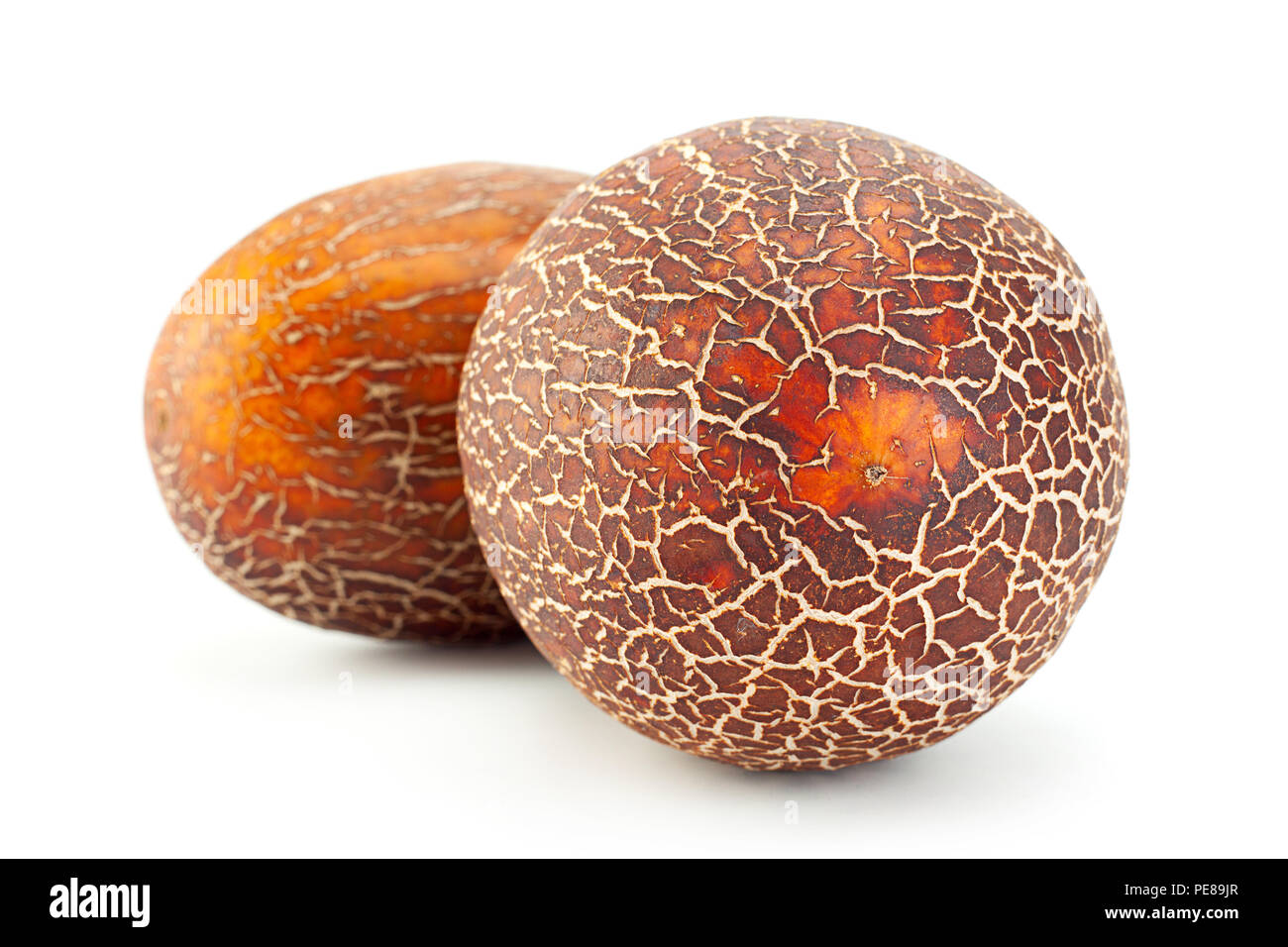Hybrid Melon and cucumber closeup isolated on white background Stock