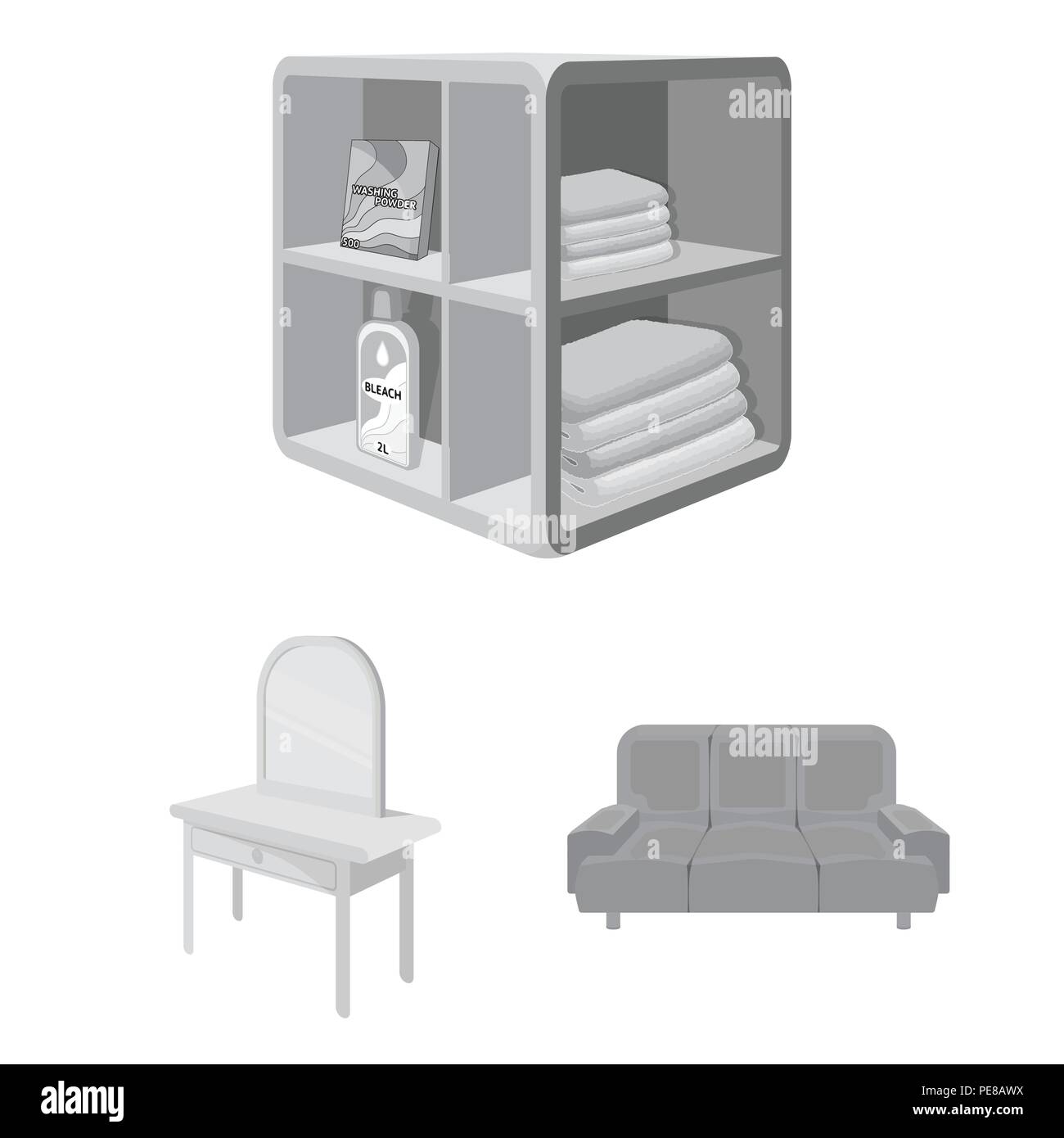 Furniture and interior monochrome icons in set collection for design ...