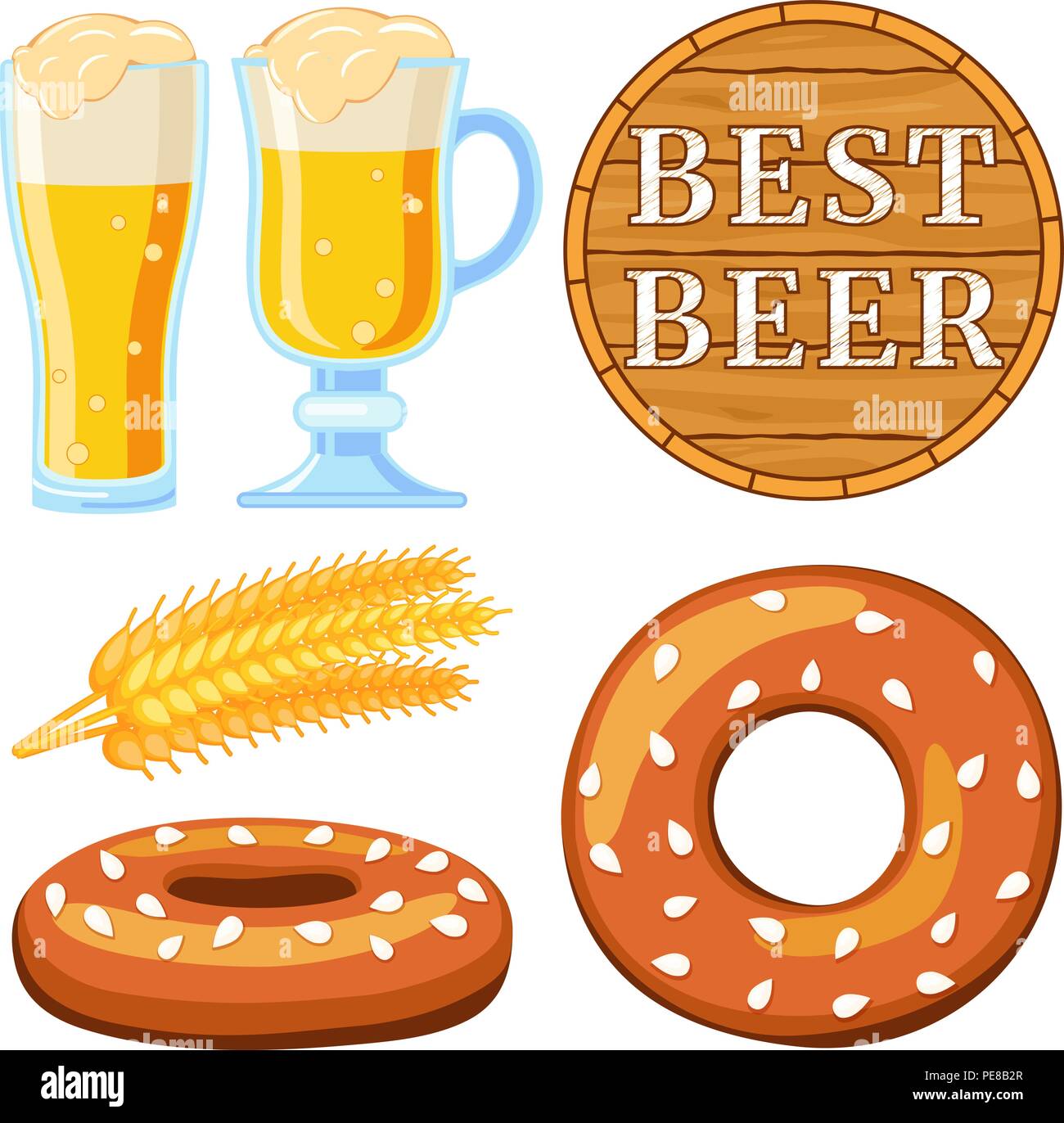Colorful cartoon oktoberfest 6 elements set Stock Vector Image & Art ...