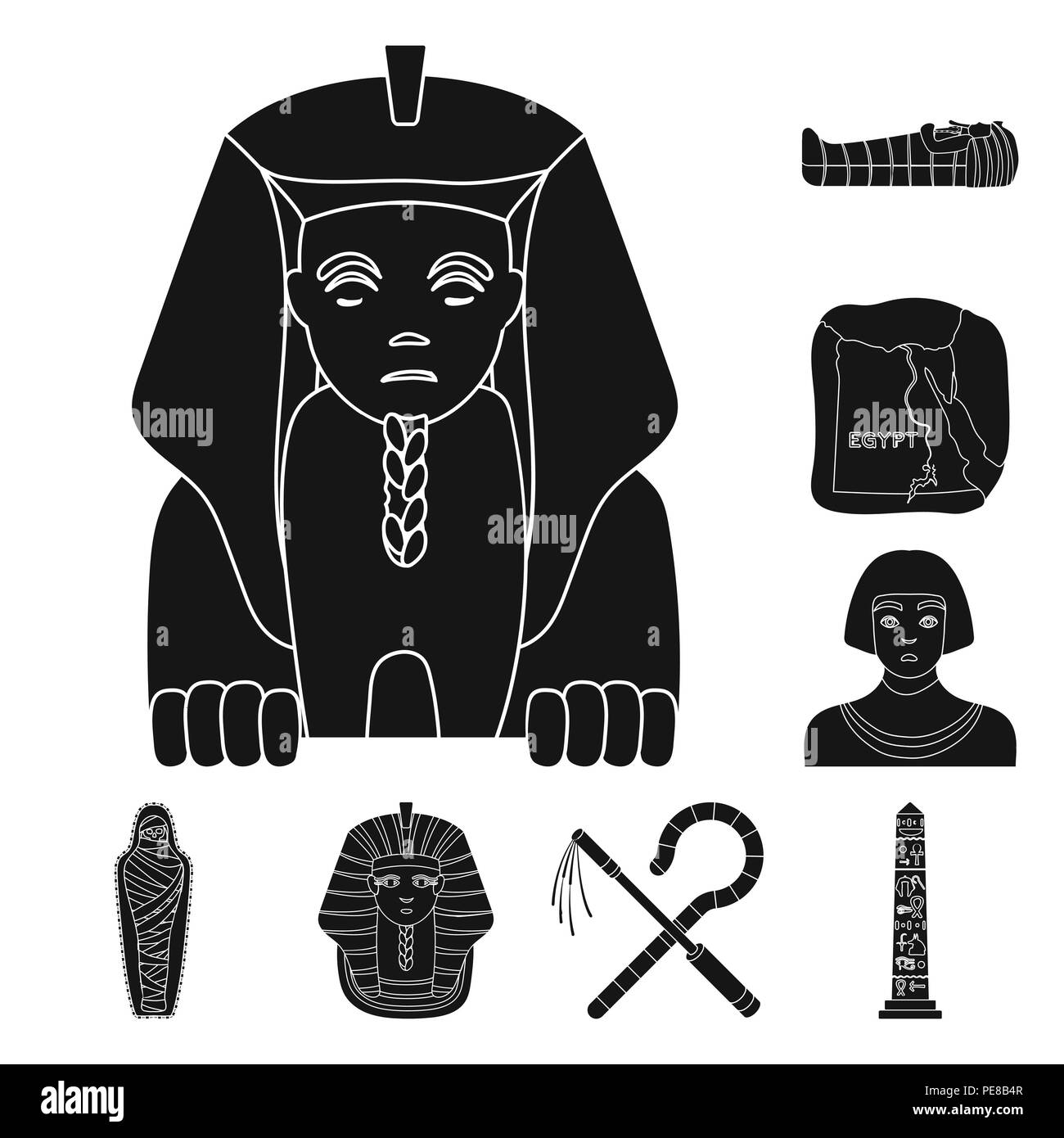 Ancient Egypt black icons in set collection for design. The reign of ...