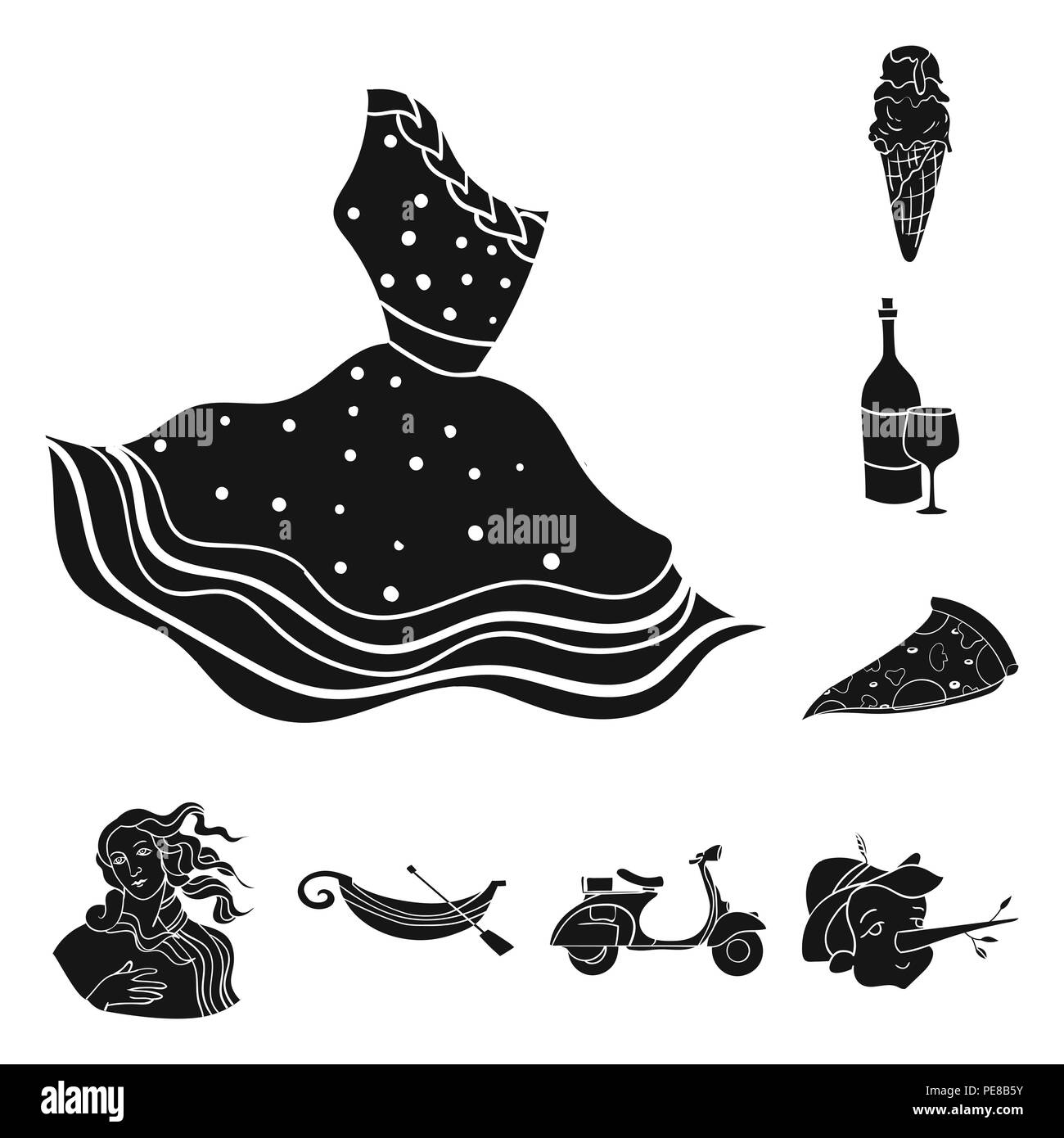 Country Italy black icons in set collection for design. Italy and ...