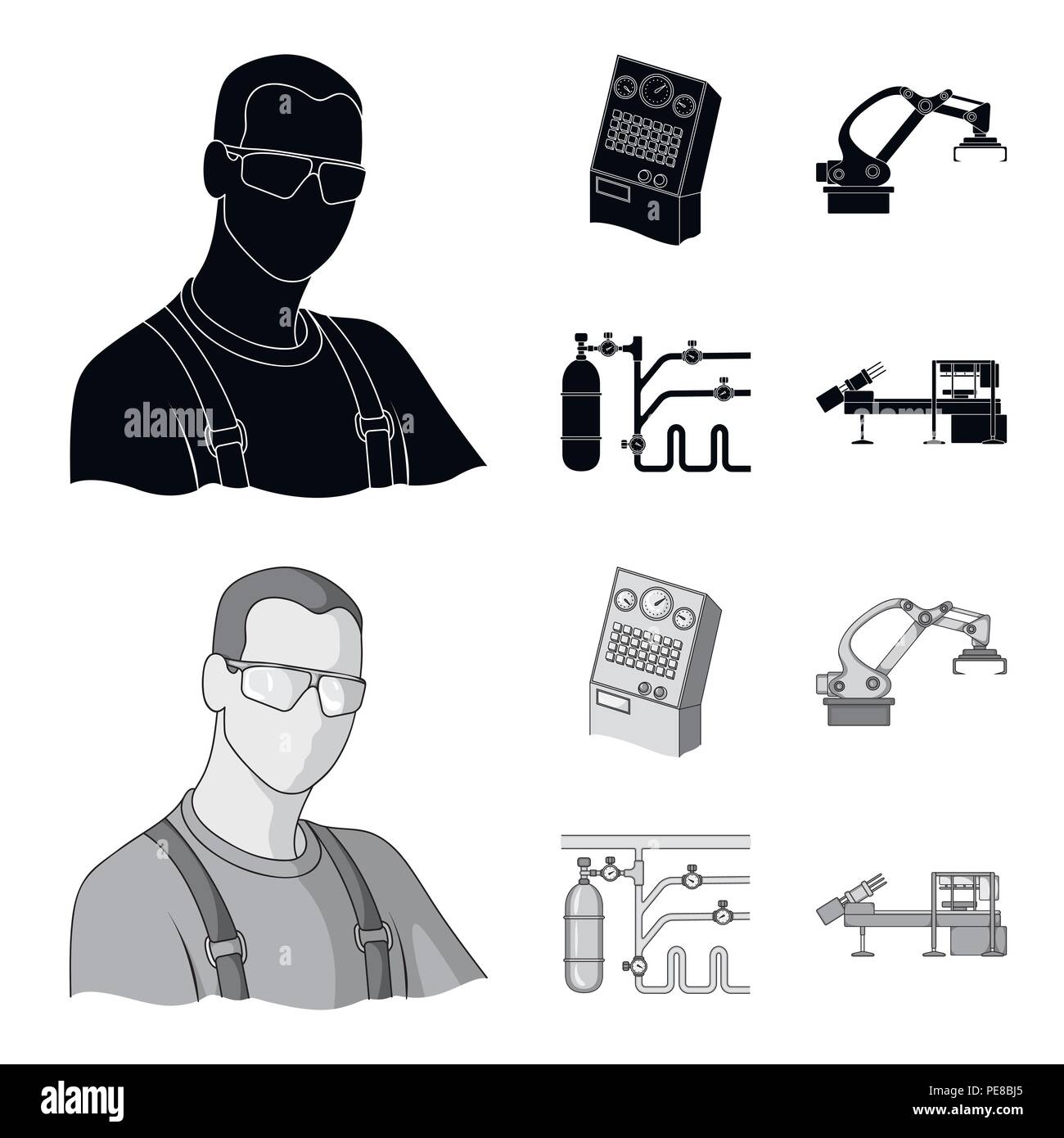 Modern equipment and other icon in black,monochrom style.Machine tools