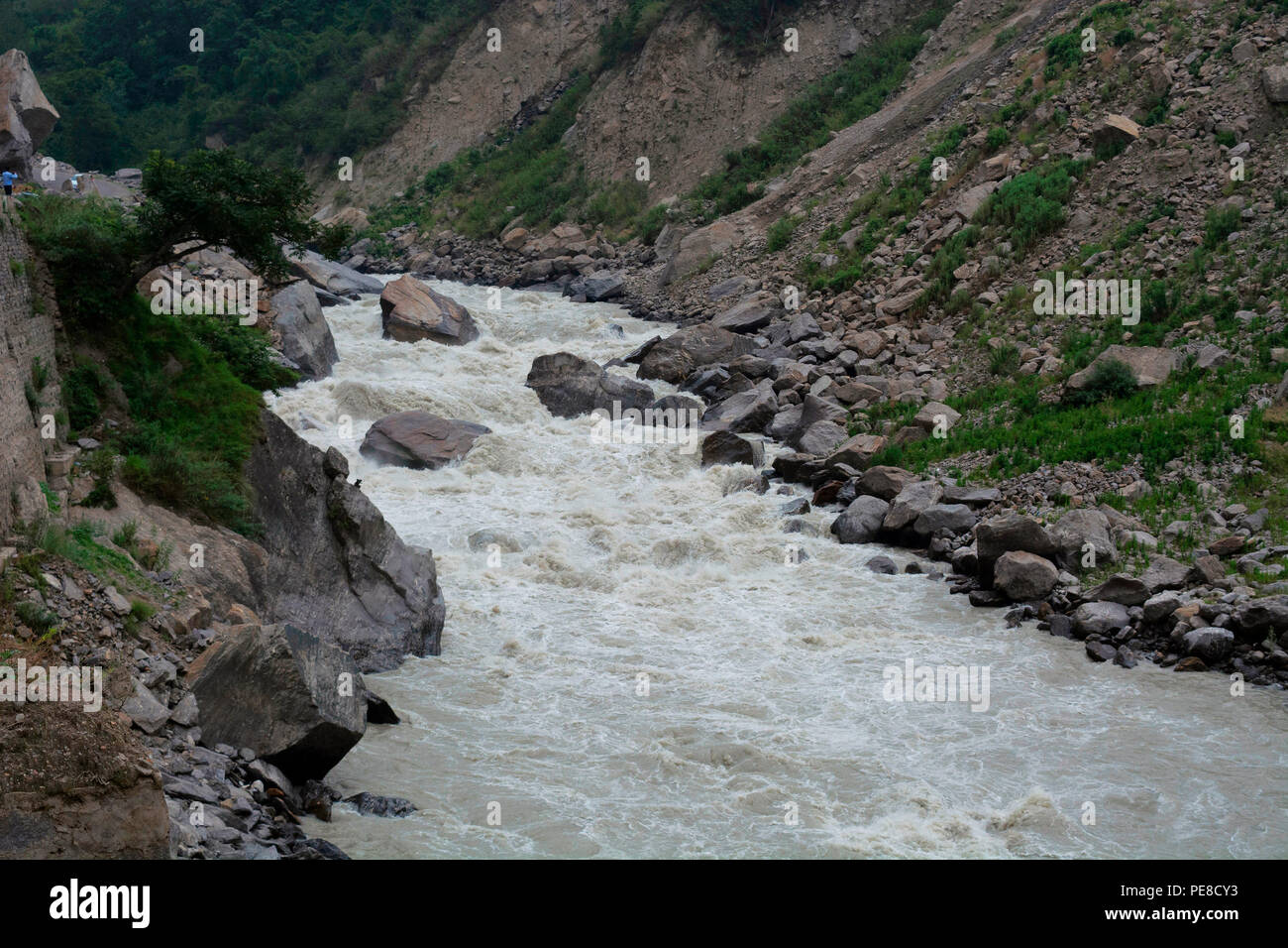 Dhauliganga is one of the six source streams of the Ganges river, Uttarakhand, India Stock Photo