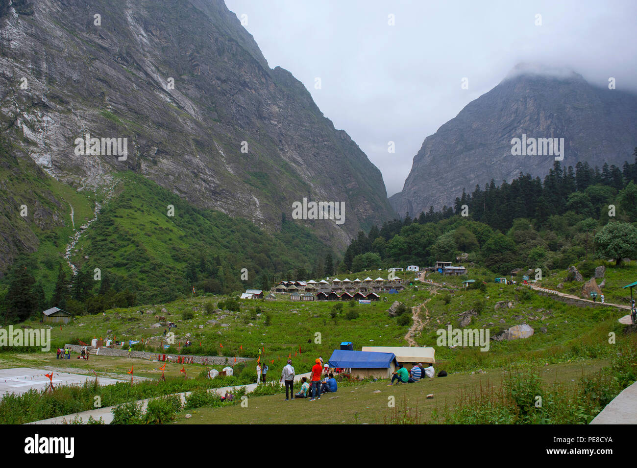 Helipad area annex, Ghangaria, Uttarakhand, India Stock Photo