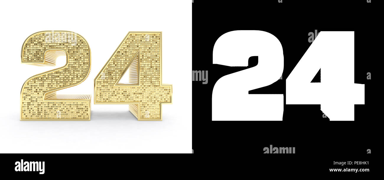 Number 24 Interlocked Gold 3d Illustration Stock Illustration