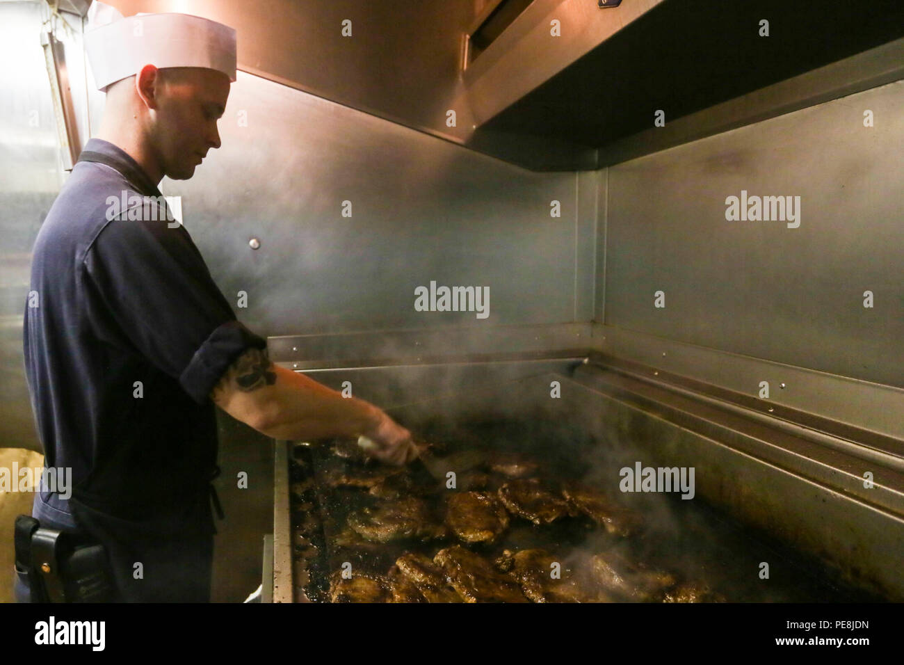 GULF OF ADEN (Oct. 29, 2015) U.S. Navy Sailor Petty Officer 1st Class David Johnson prepares