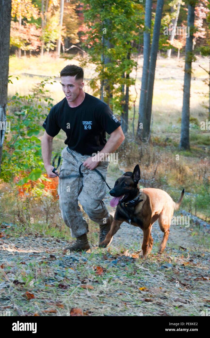 Cpl. Josh Jones, Quantico Canine Unit, and his working dog Qquantico