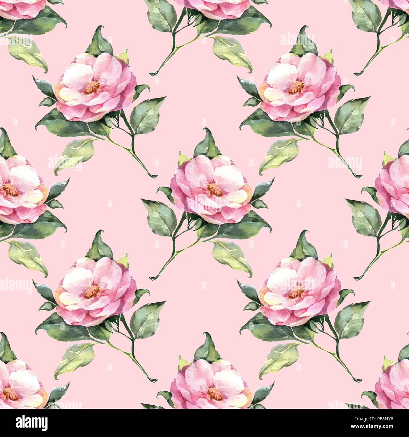 hand drawn watercolor floral seamless pattern Stock Photo - Alamy