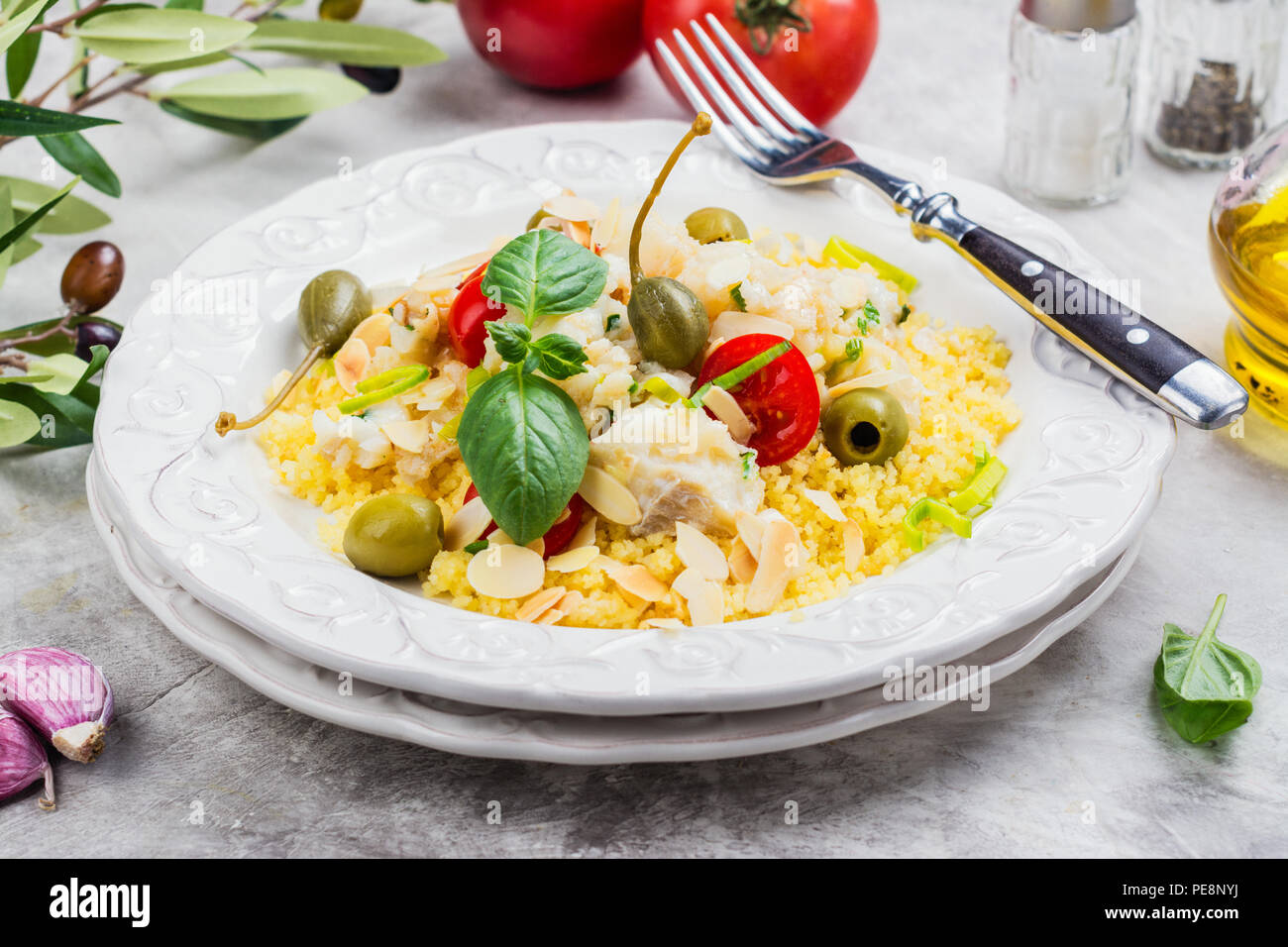 Traditional fish couscous Stock Photo Alamy
