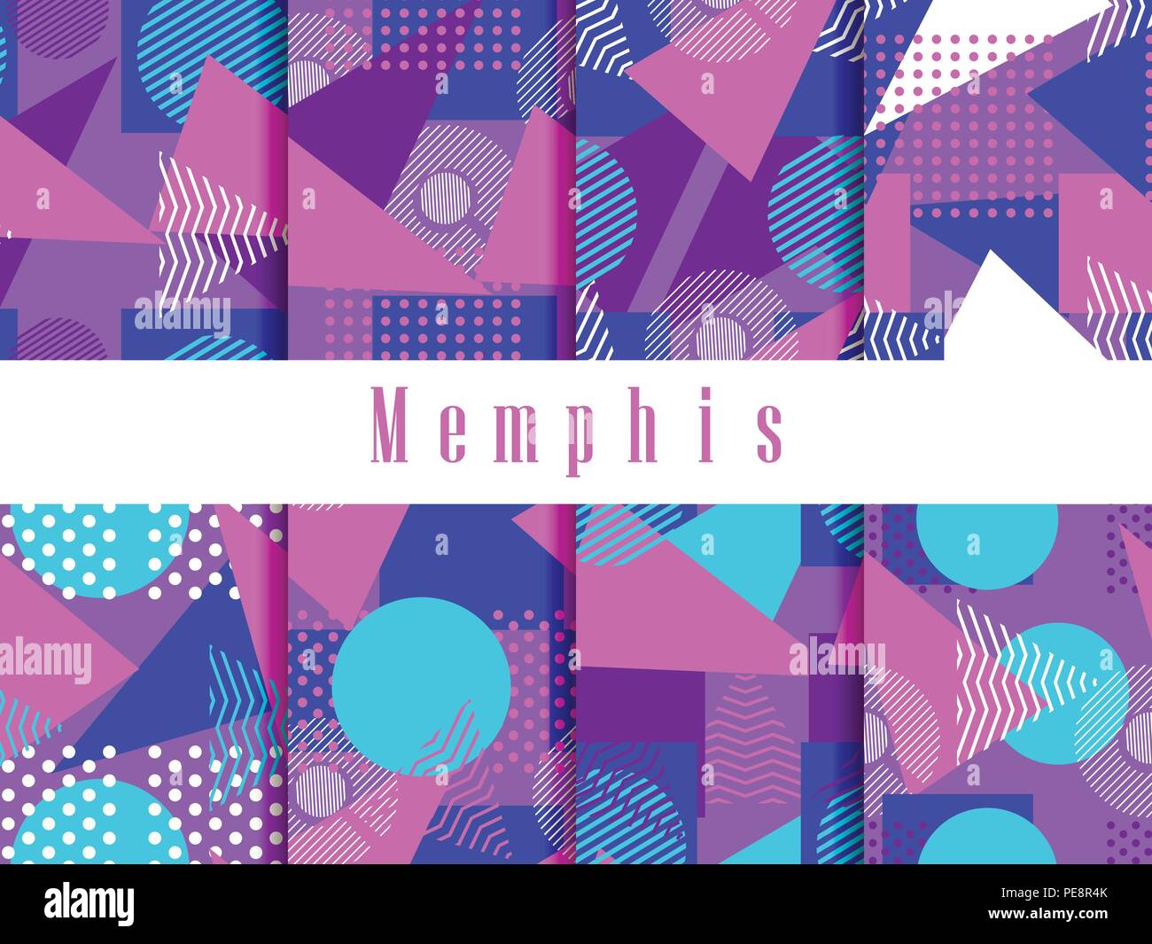 Memphis seamless pattern set. Geometric elements memphis in the style ...