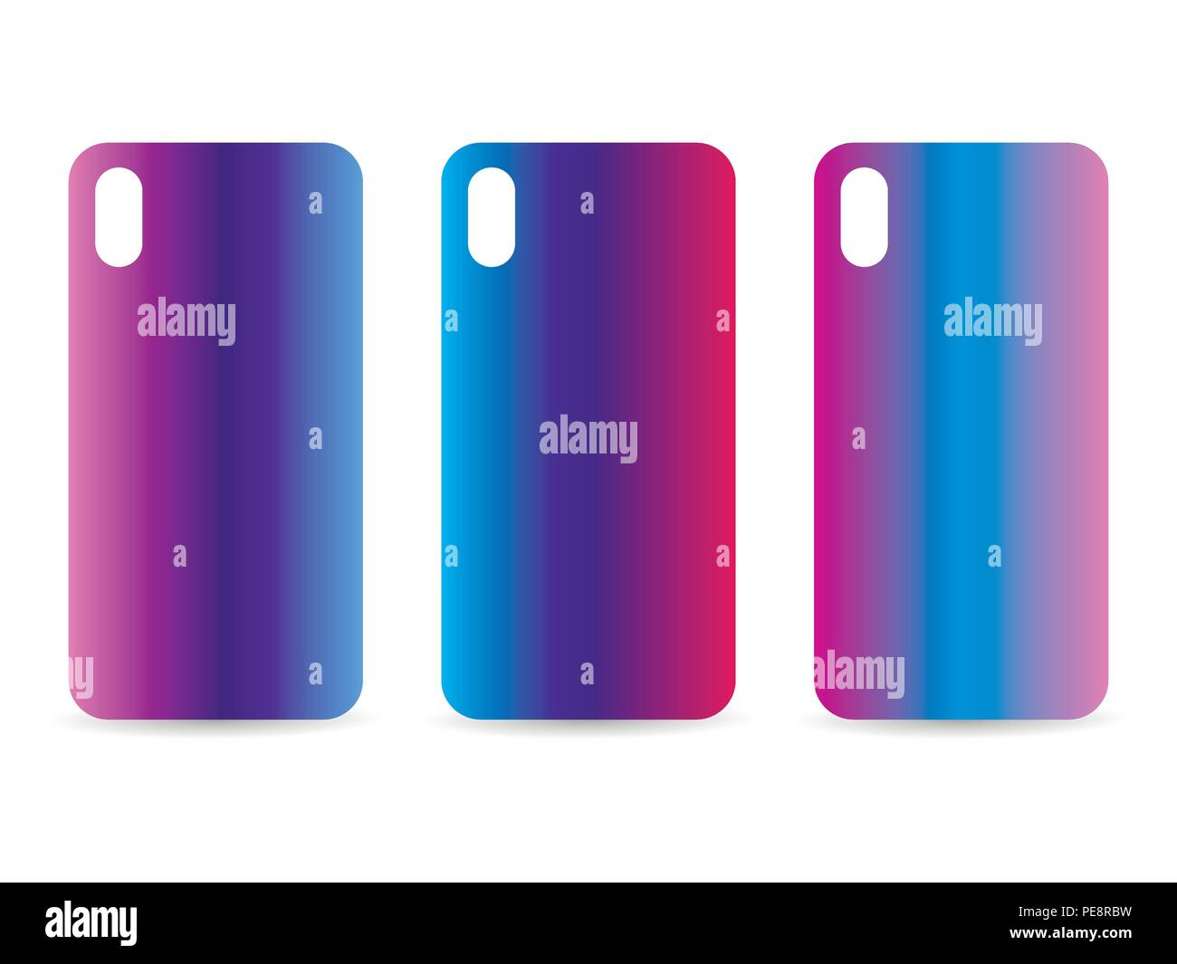 Phone case set with gradient backgrounds. Blurred shades. Vector illustration Stock Vector
