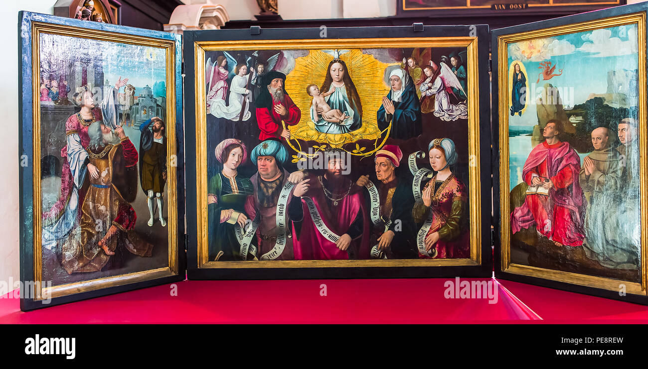 BRUGES, BELGIUM AUGUST 04, 2014 : Interiors, paintings and details of ...