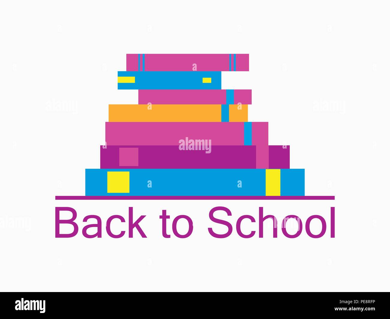 Back to school background with books. Bookshelf, textbooks are isolated on white background. School supplies icons. . Vector illustration Stock Vector