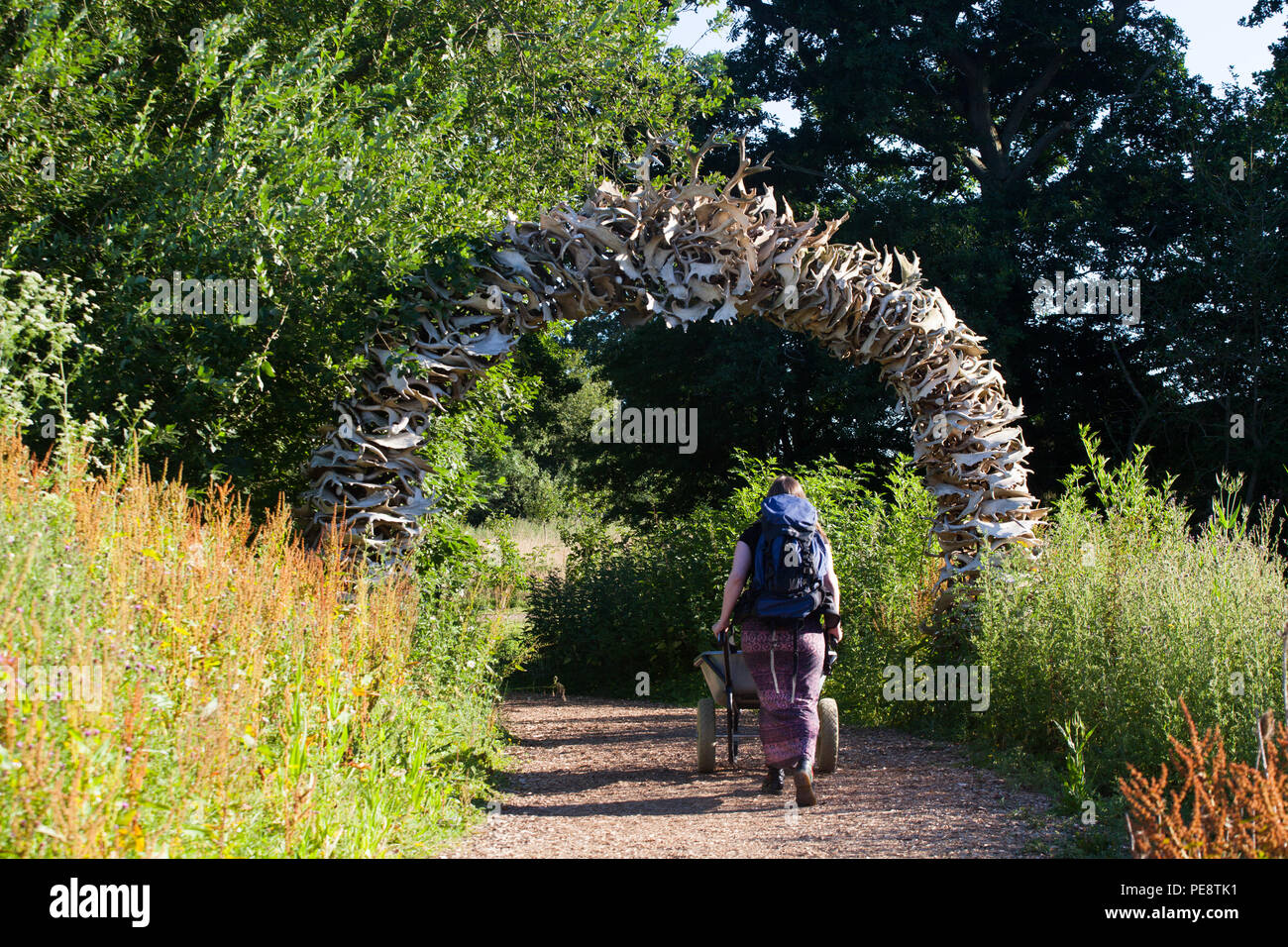 Arch created out of shed Fallow Deer antlers, entrance to the camping ...