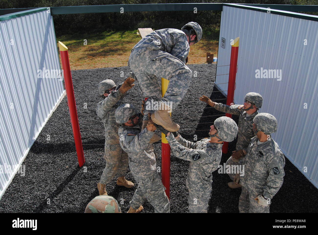 During a Leadership Reaction Course at Fort Indiantown Gap, Pa., Oct