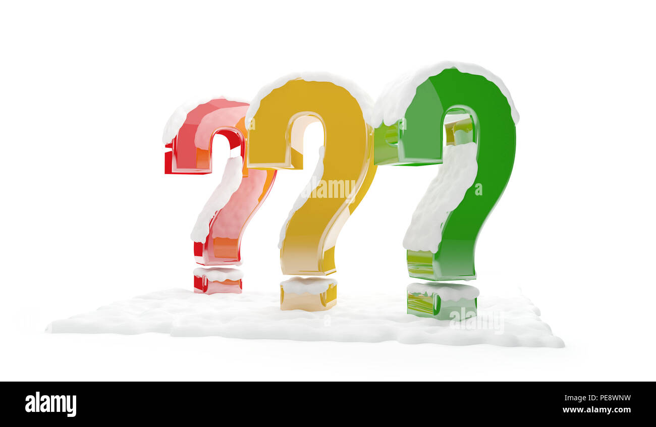 questions marks with snow 3d-illustration Stock Photo - Alamy