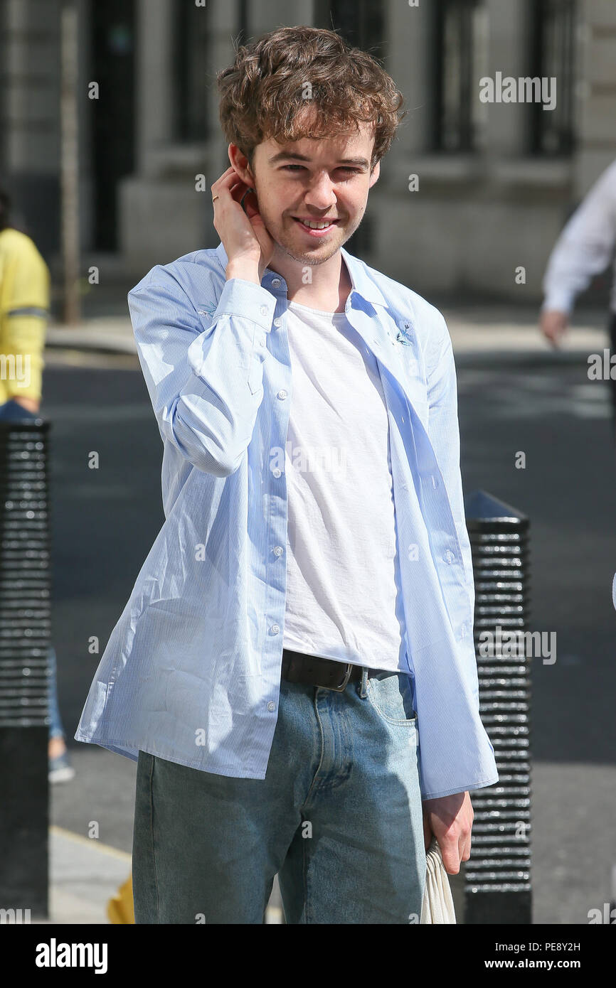 Actor Alex Lawther arriving at the BBC TV Studios and was talking to a ...