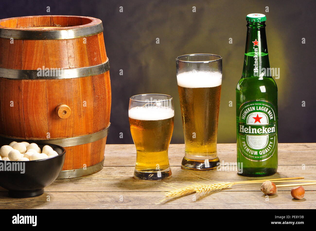 Heineken beer photo concept Stock Photo