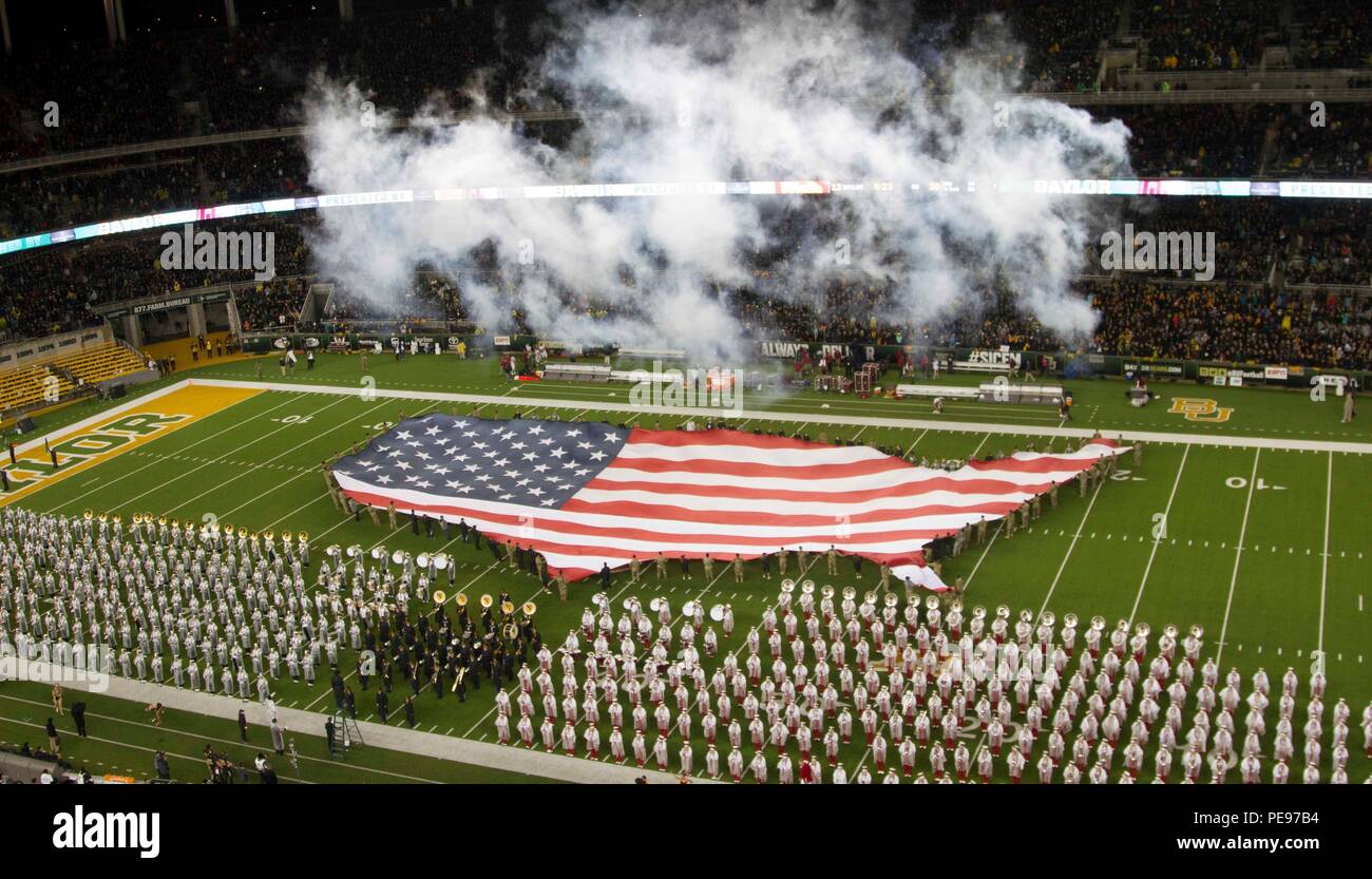 During the halftime presentation, members of the 1st Cavalry Division ...