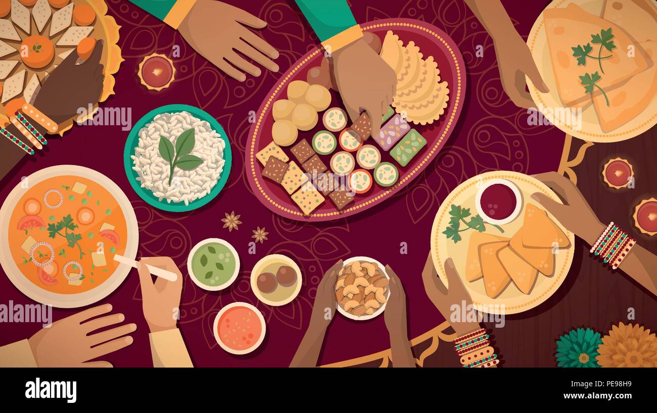 Indian family food table Stock Vector Images - Alamy