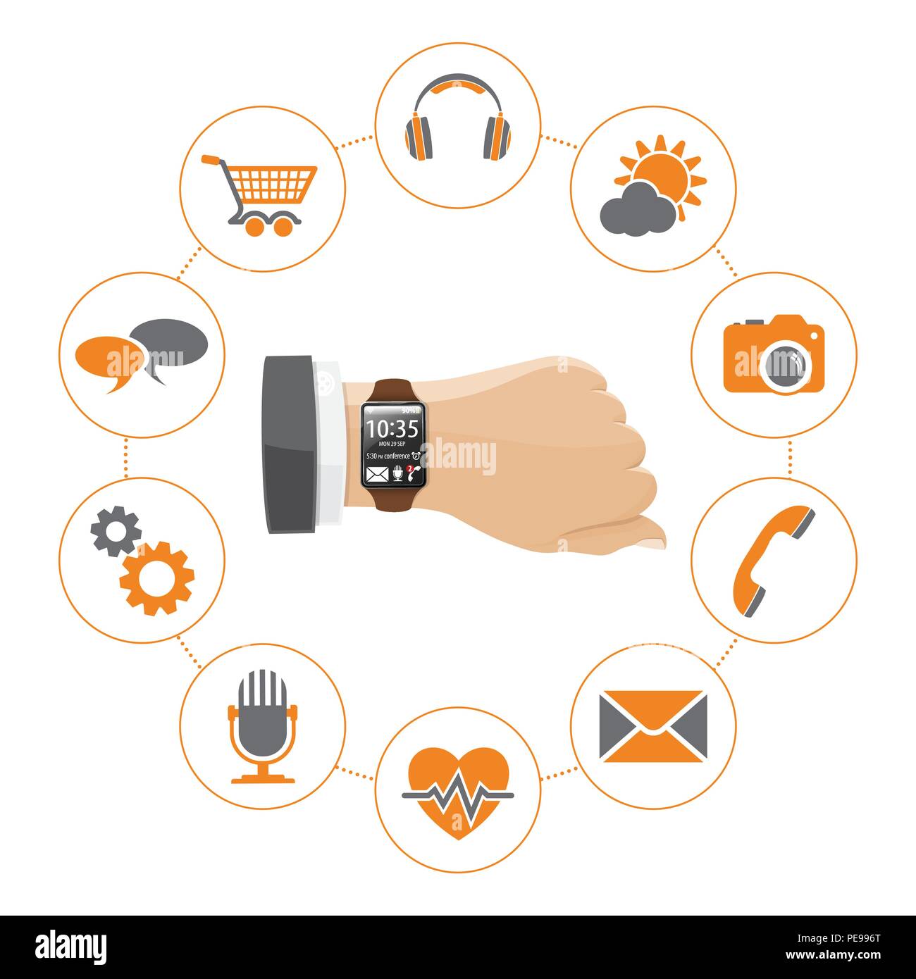 Smart Watch with Applications Stock Vector