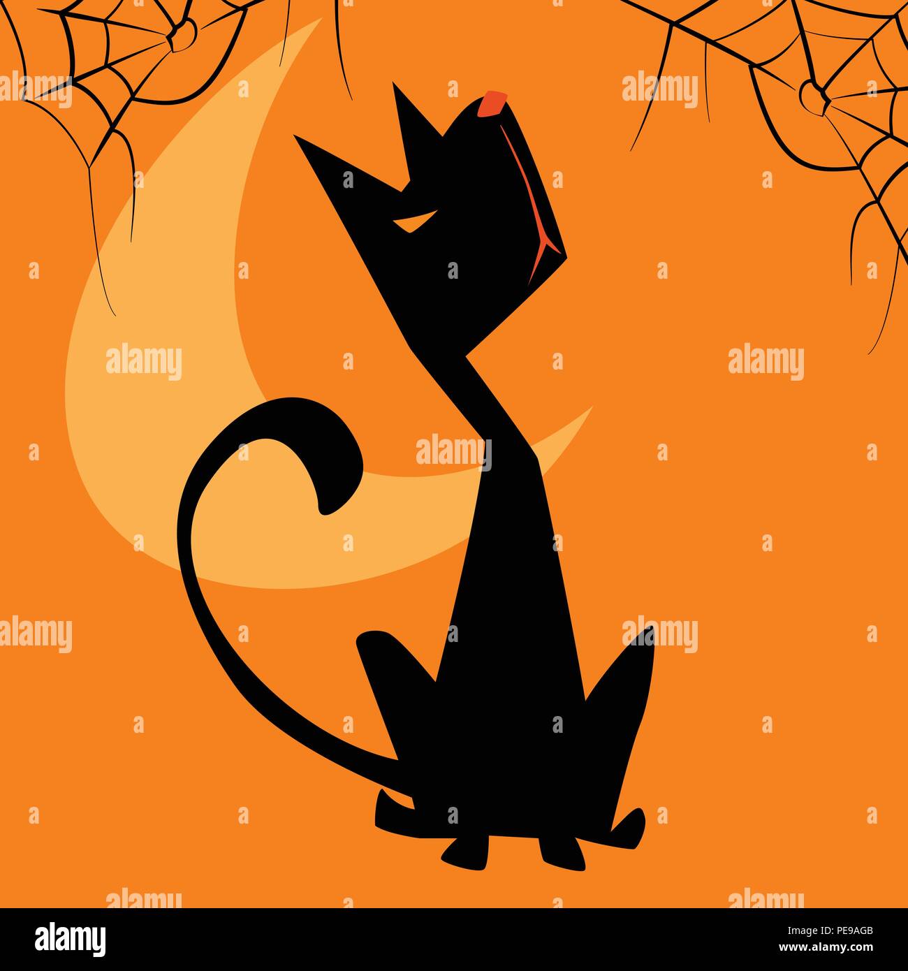 Vector Illustration Of Cute Halloween Black Cat Stock Vector Image And Art Alamy 2671