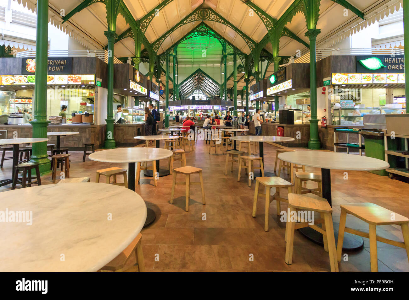 Singapore - July 13, 2018: Lau Pa Sat Food Centre Stock Photo