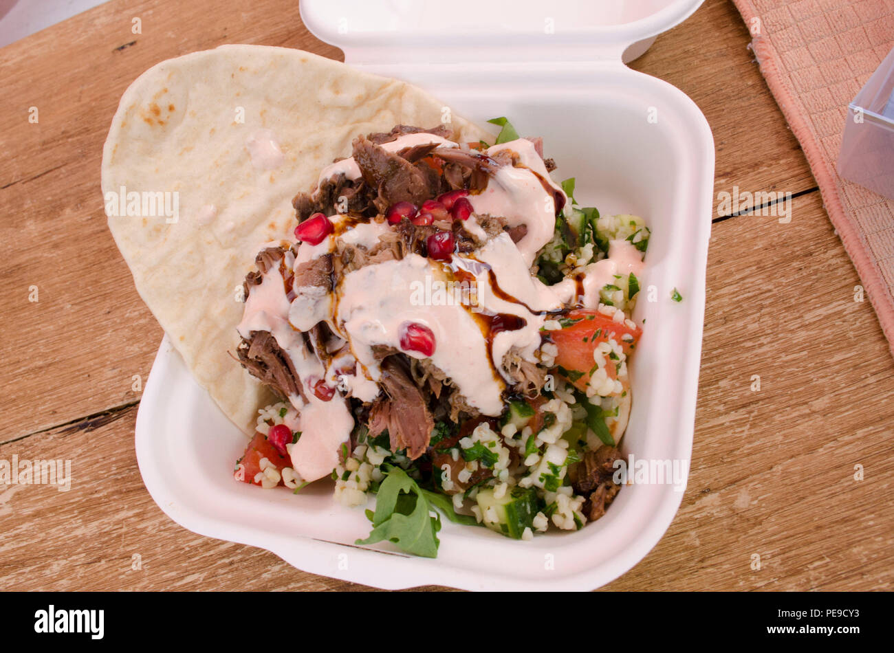 Lamb Kebab being sold at Abergavenny food festival Stock Photo Alamy