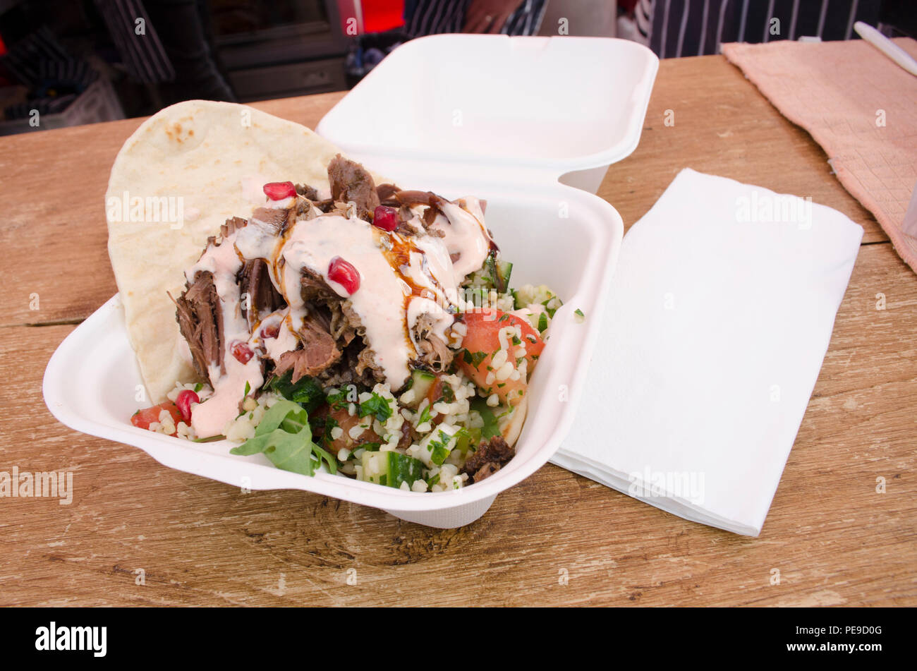 Lamb Kebab being sold at Abergavenny food festival Stock Photo Alamy