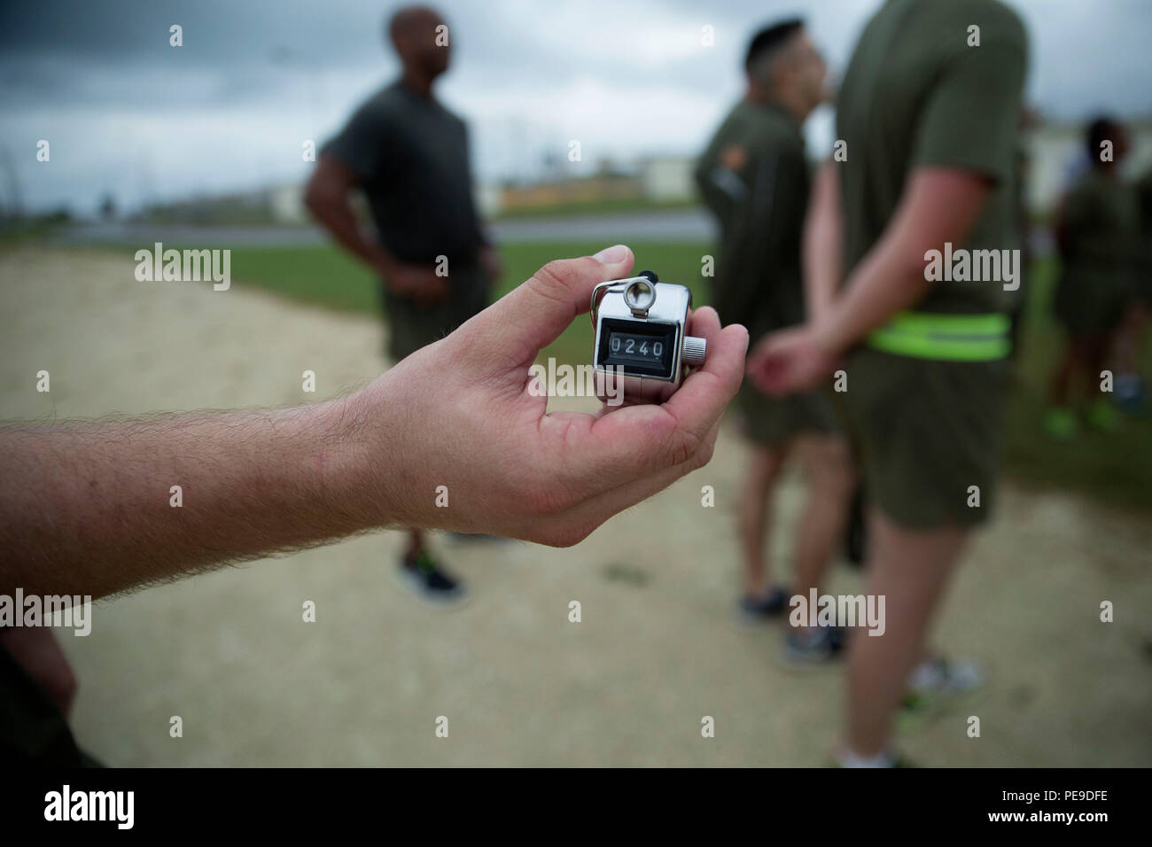 The lap counter marks the 240 laps completed by Marines Nov. 10 on Marine Corps Air Station Futenma, Okinawa, Japan. They ran the laps to celebrate the 240th Marine Corps Birthday. It took the Marines over seven hours to finish. After completing 60 miles, the Marines held a cake cutting ceremony. Stock Photo